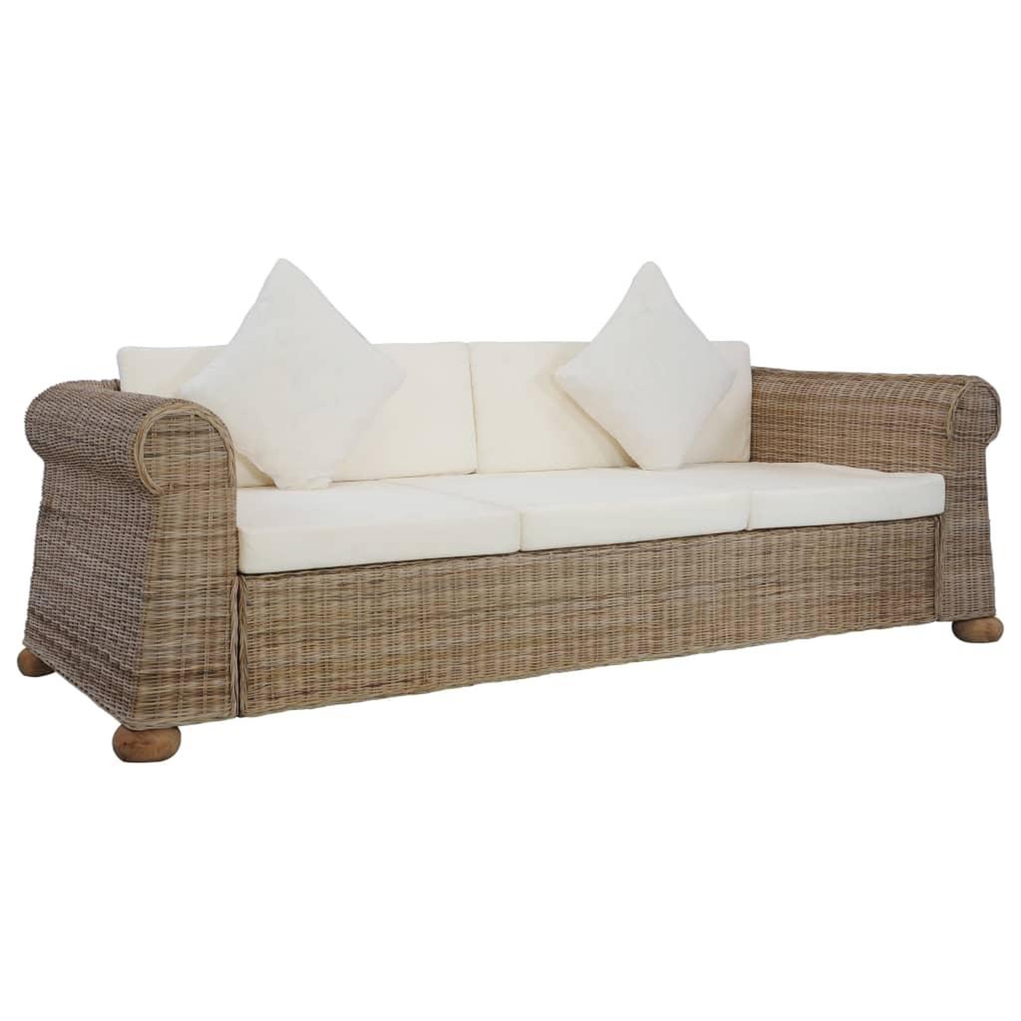 Voir la diapositive 1 : VIDAXL Canape a 3 places avec coussins Rotin naturel