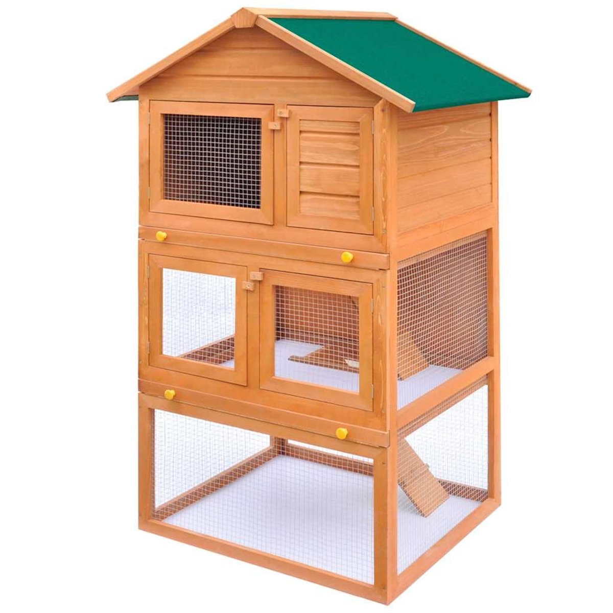 VIDAXL Clapier d'exterieur Enclos pour petits animaux 3 niveaux Bois
