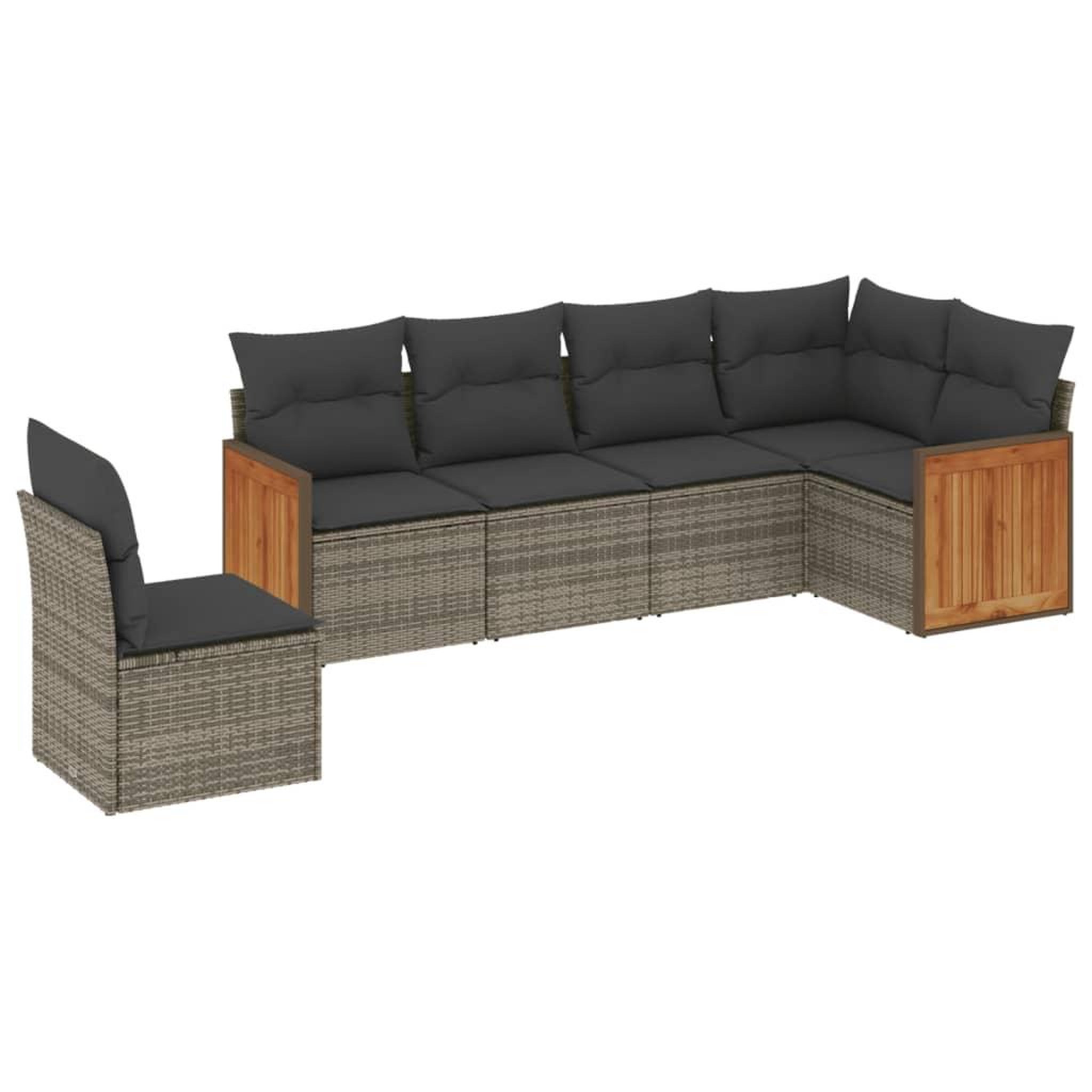 Voir la diapositive 2 : VIDAXL Salon de jardin 6 pcs avec coussins gris resine tressee