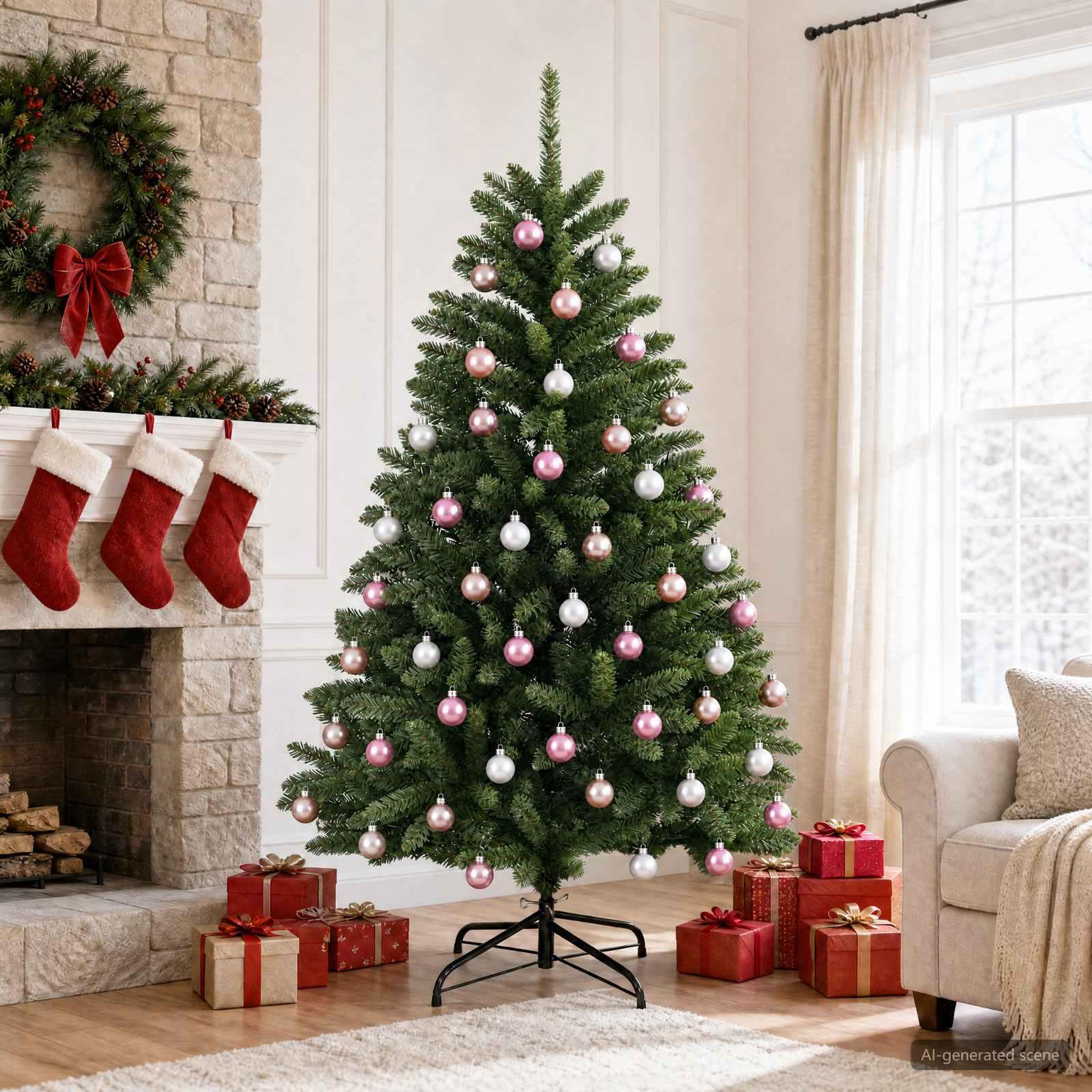 Voir la diapositive 2 : VIDAXL Ensemble de boules de Noël 30 pc Rose et blanc 6 cm Polystyrene