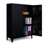Voir la diapositive 1 : ID MARKET Armoire basse ESTER 2 portes métal noir design industriel