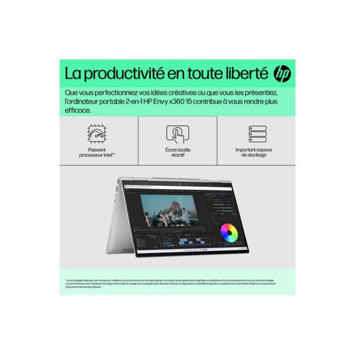 HP PC Hybride PC 2 en 1 Hp Envy x360 2 in 1 Laptop 15.6 FHD Intel Core i5 1335U RAM 16 Go LPDDR5 512 Go SSD Intel Iris Xe