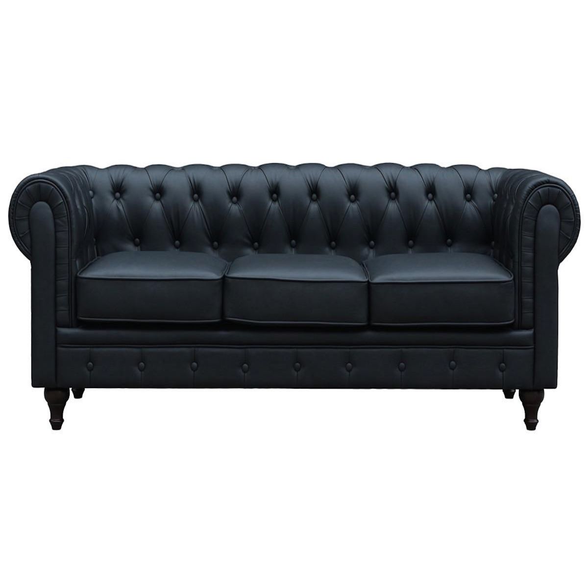 Habitat et Jardin Canapé fixe Chesterfield  Aliza  - 208 x 82 x 70 cm - 3 places - Noir