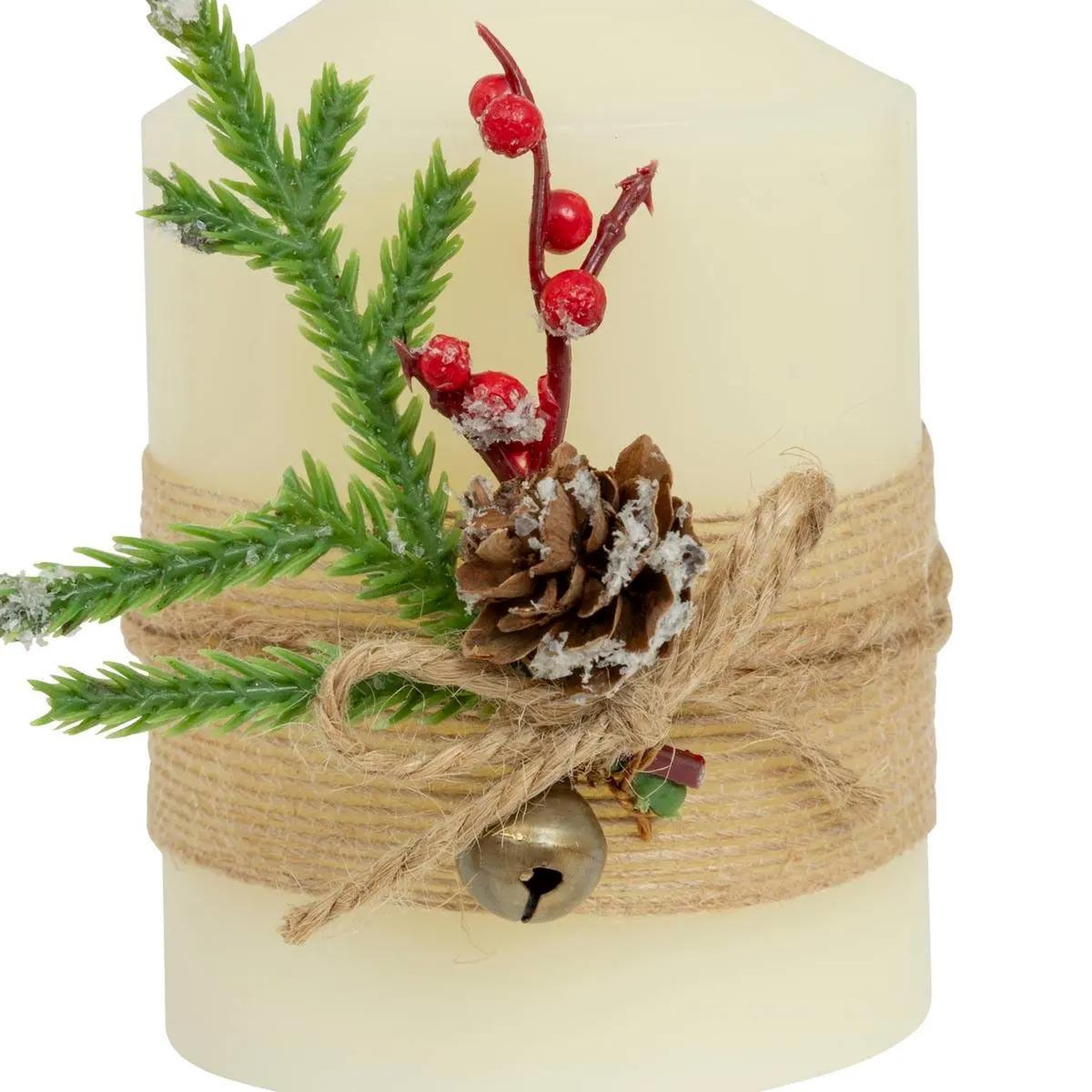 Voir la diapositive 2 : ATMOSPHERA Bougie led de noël  branche  12cm blanc