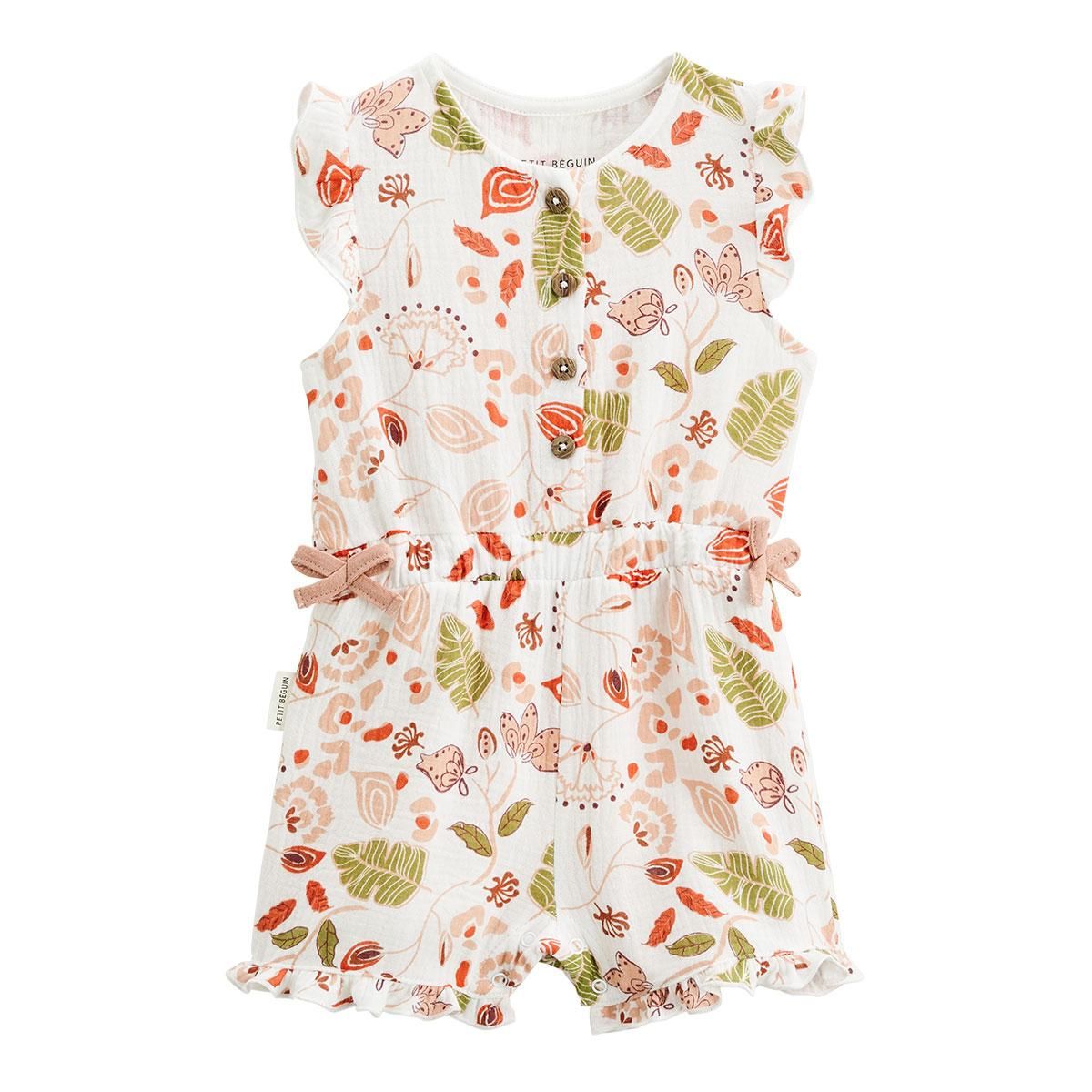 Petit Béguin Combishort bébé + chapeau en gaze de coton Mindanao