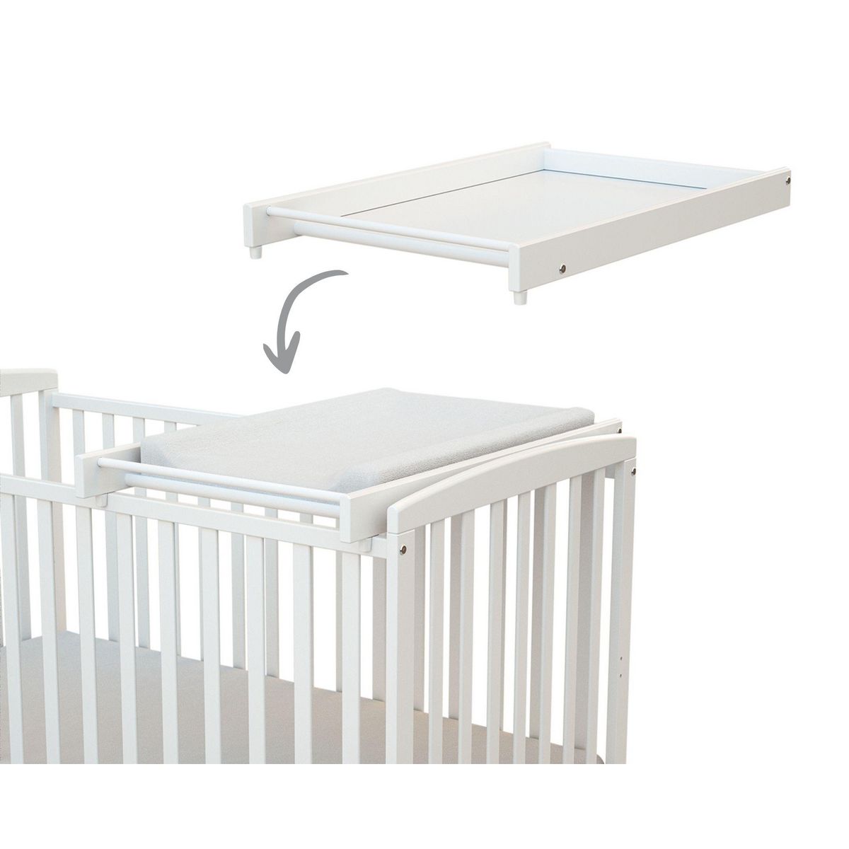 AT4 Grand plan à langer en bois amovible avec matelas ESSENTIEL