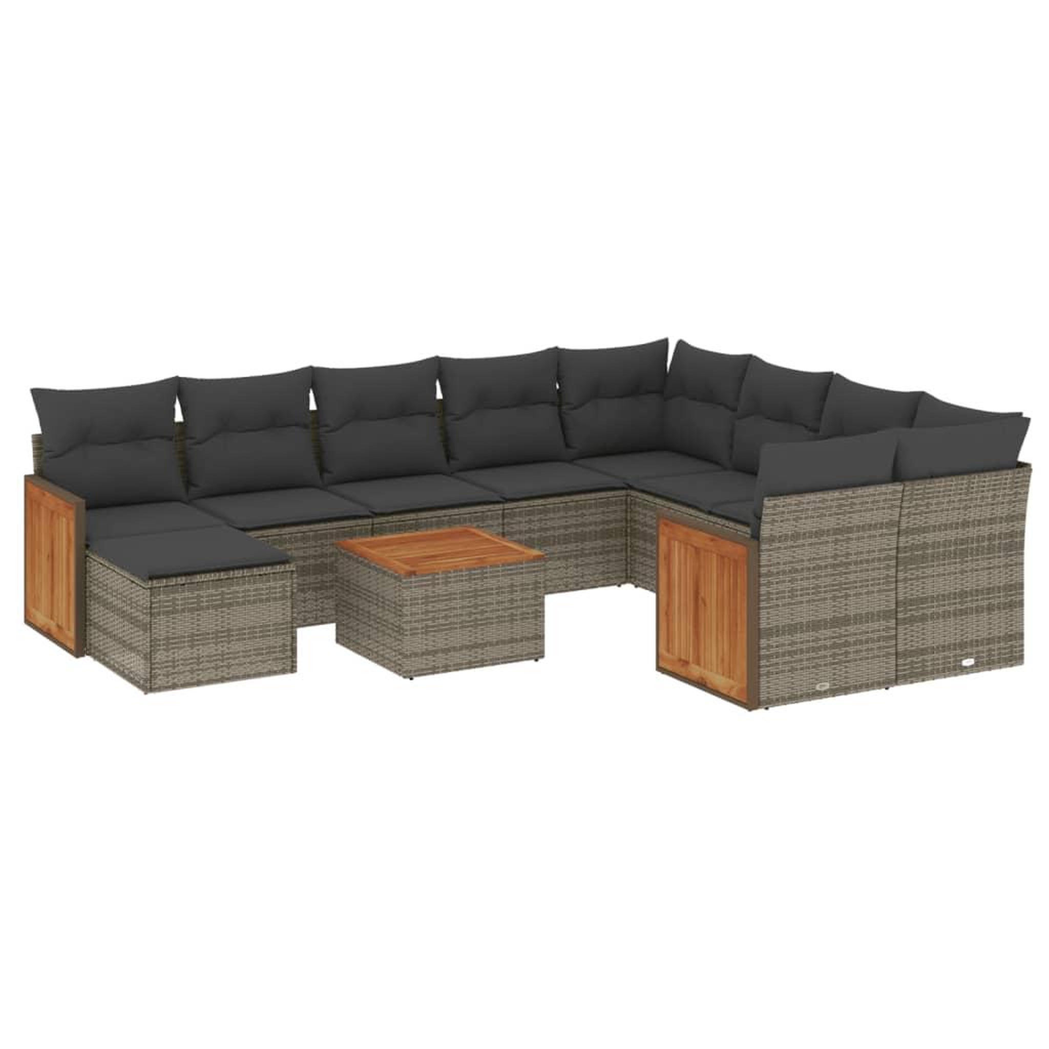 Voir la diapositive 2 : VIDAXL Salon de jardin 11 pcs avec coussins gris resine tressee