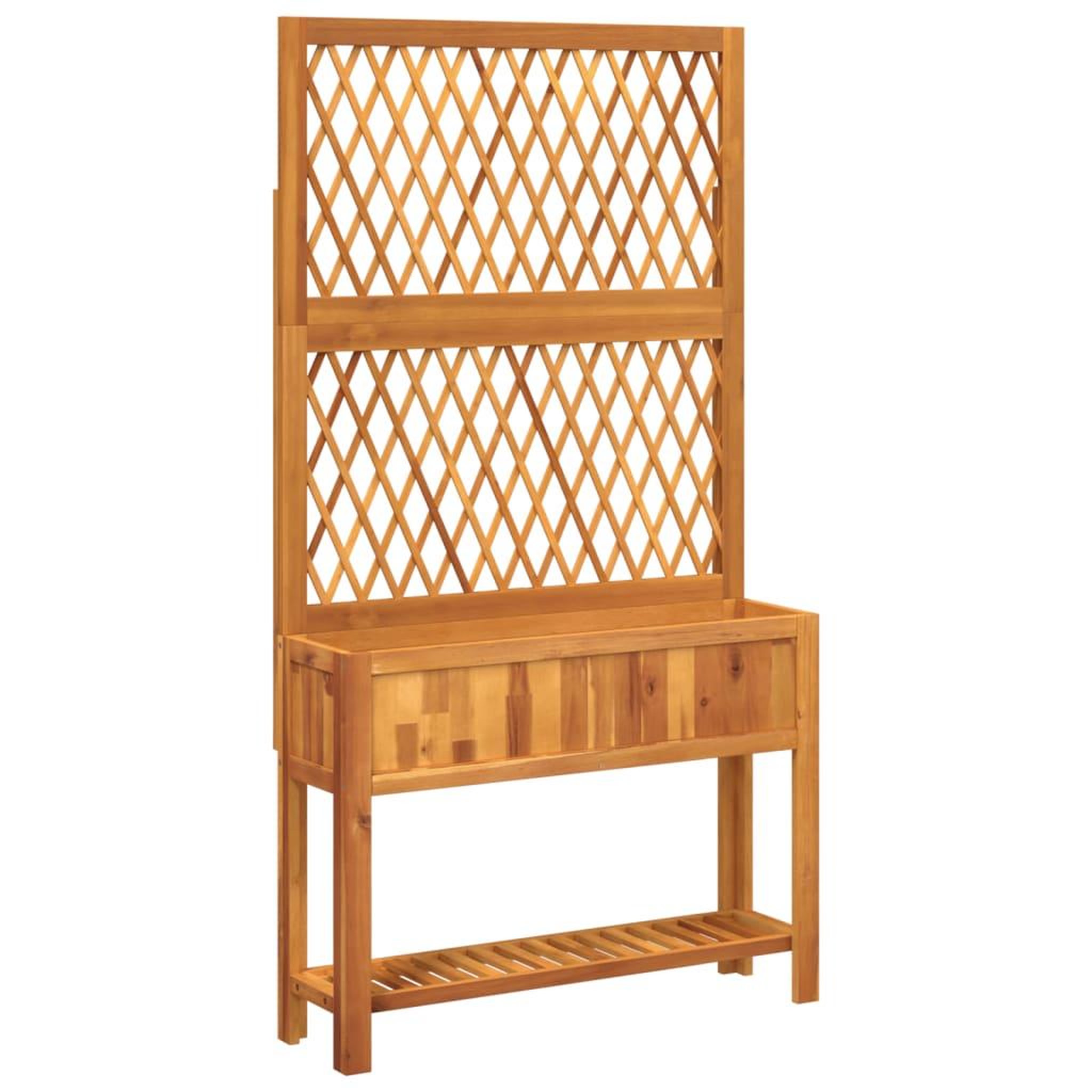 Voir la diapositive 2 : VIDAXL Jardiniere avec treillis et etagere bois massif d'acacia
