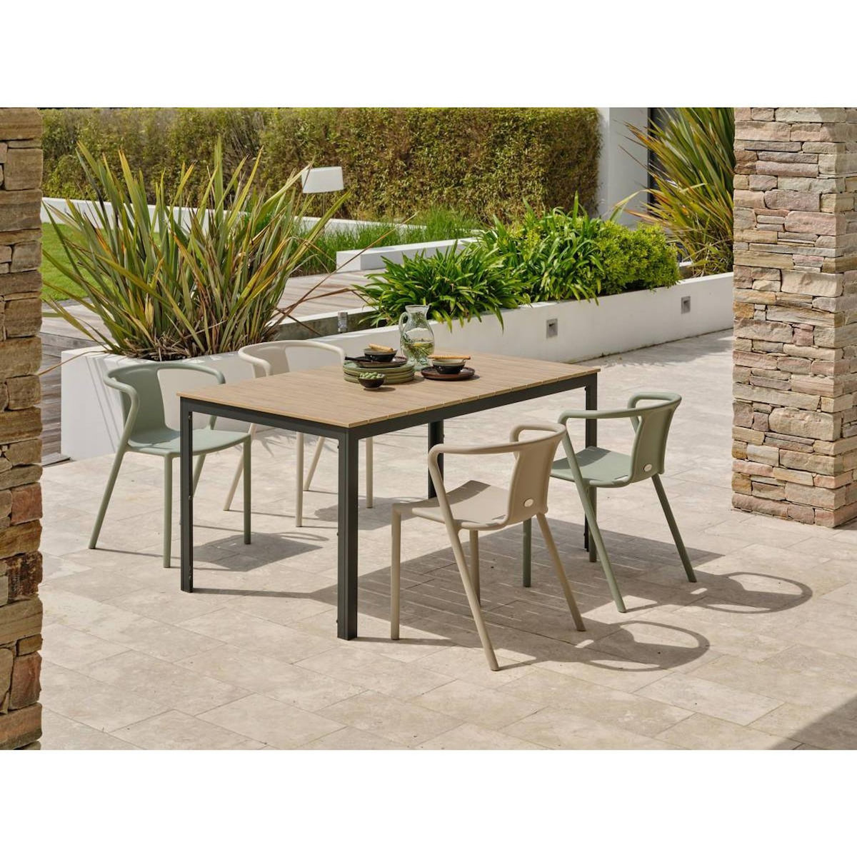 Paris Prix Ensemble Table de Jardin & 4 Fauteuils  Boston & Diego  150cm Multicolore