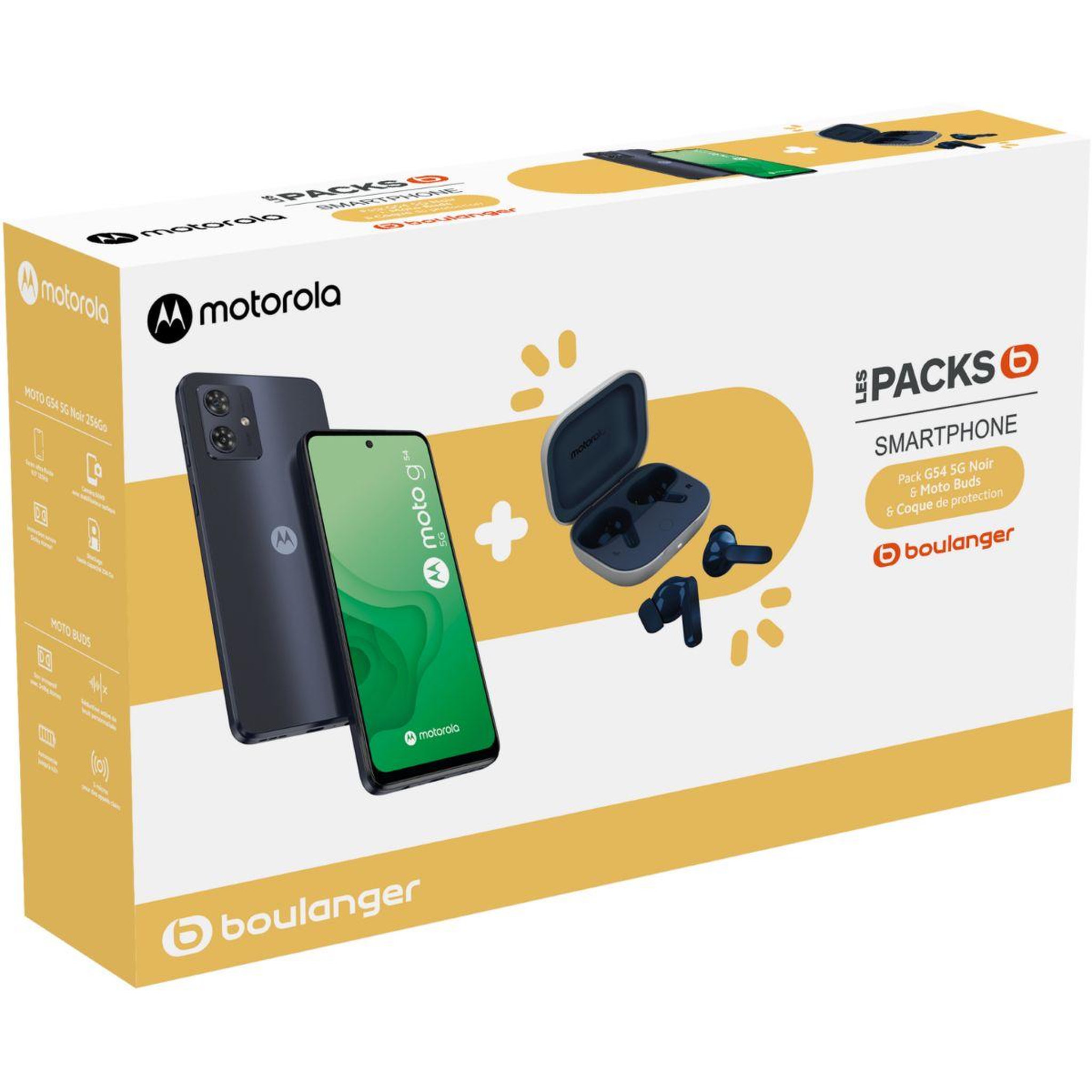 Voir la diapositive 2 : MOTOROLA Téléphone portable Pack G54 + Moto Buds + Coque et Chargeur