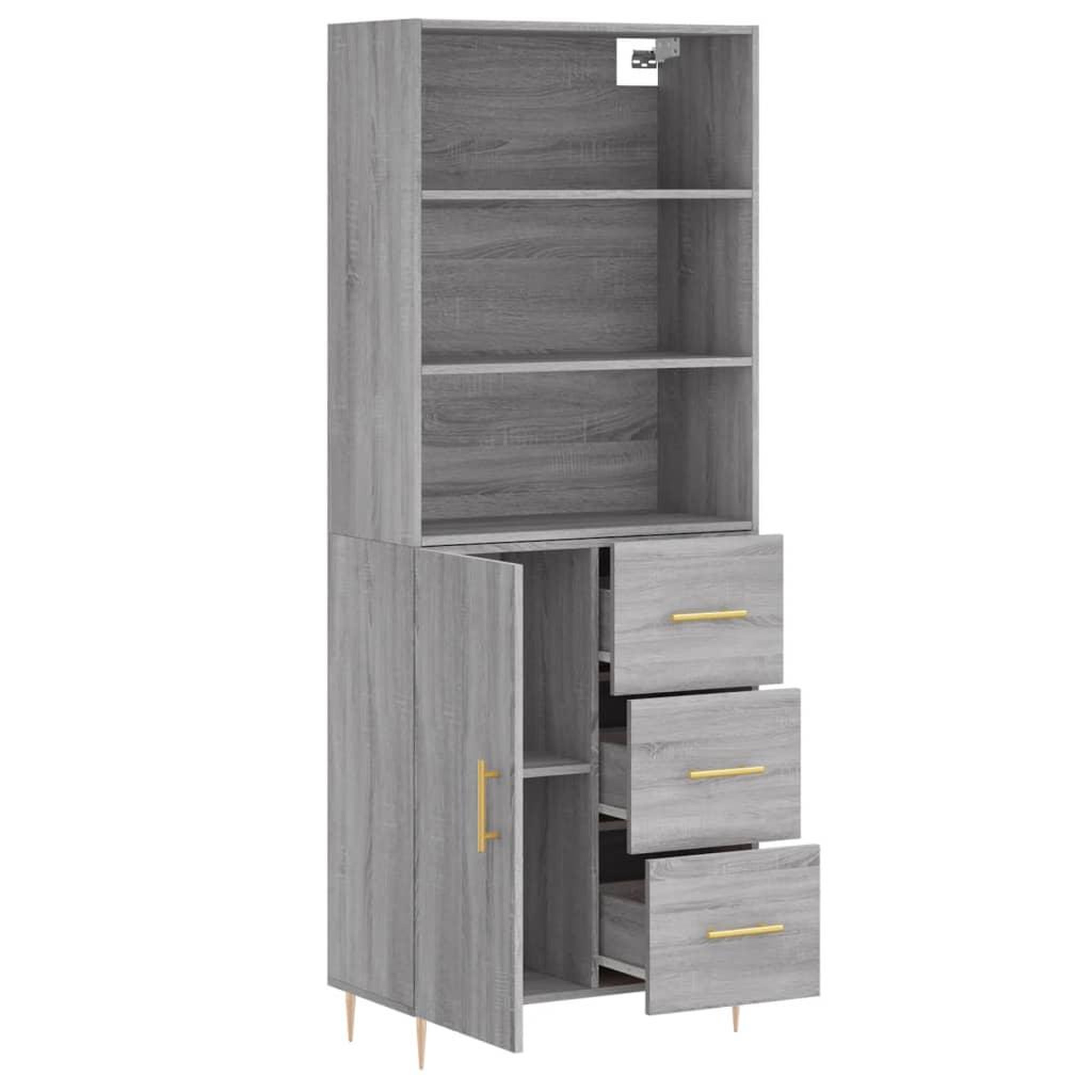 Voir la diapositive 4 : VIDAXL Buffet haut Sonoma gris 69,5x34x180 cm Bois d'ingenierie