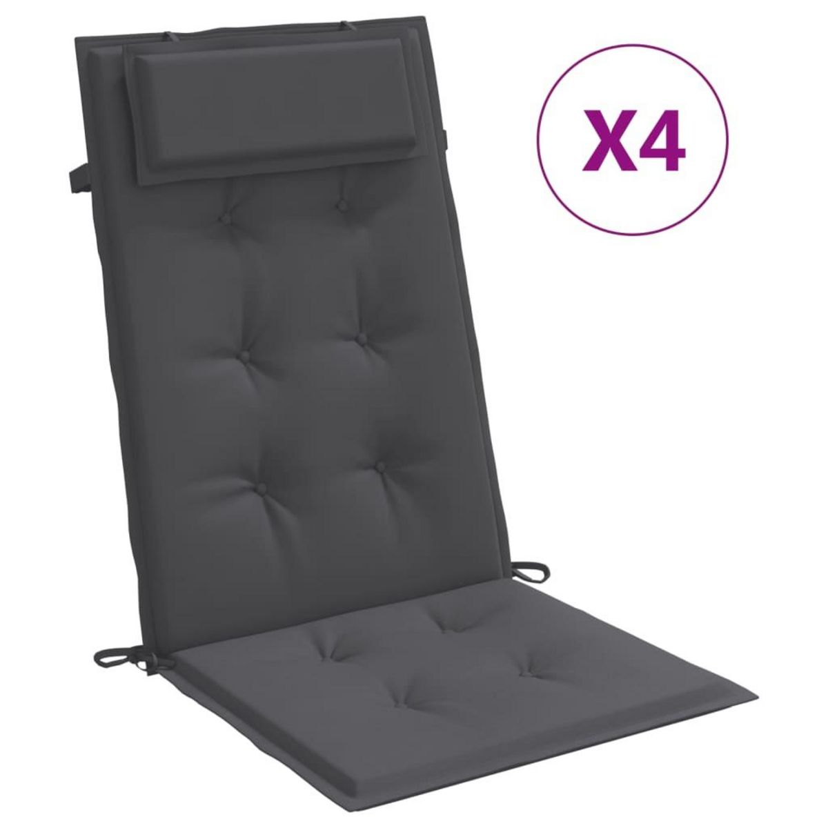 VIDAXL Coussins de chaise a dossier haut lot de 4 anthracite