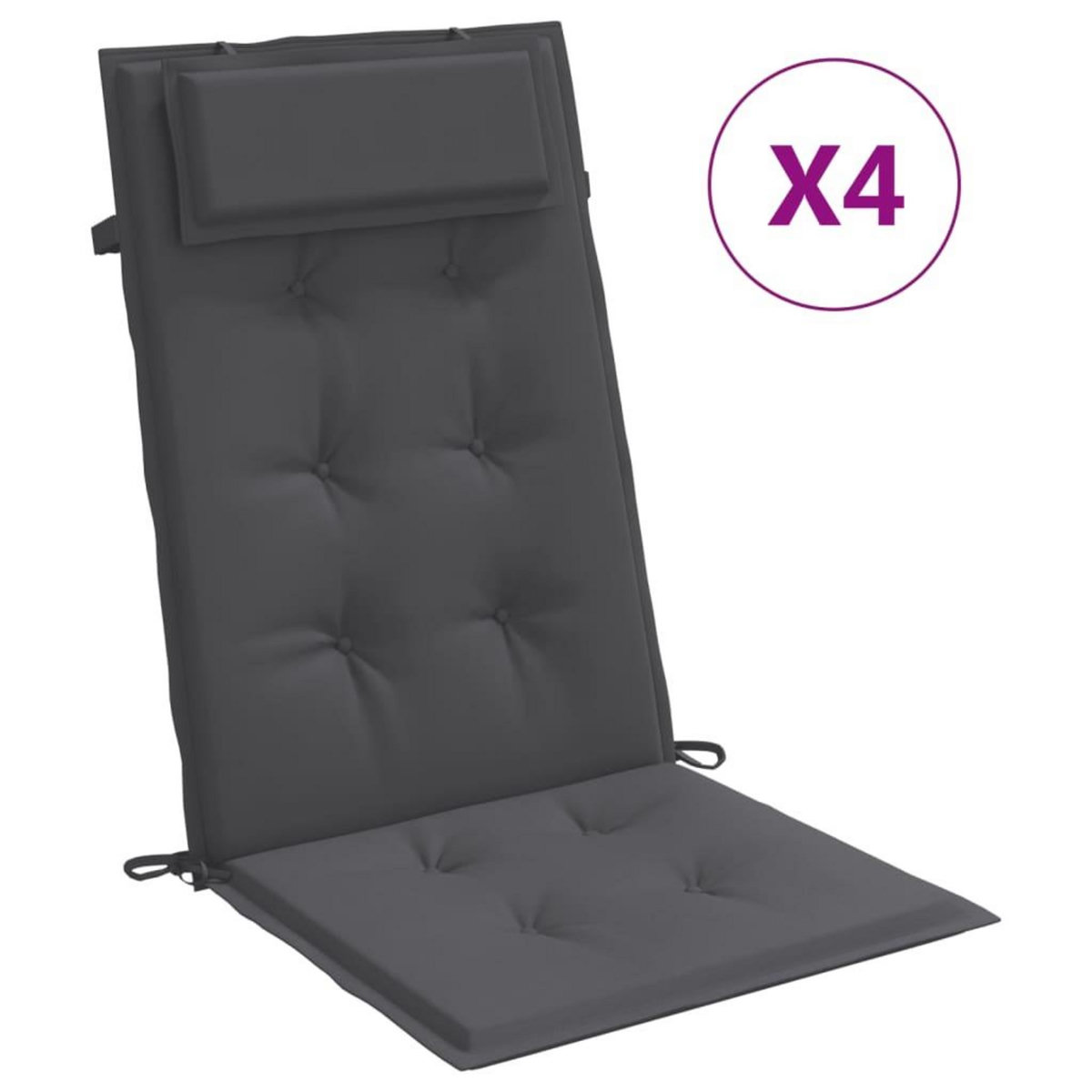 VIDAXL Coussins de chaise a dossier haut lot de 4 anthracite