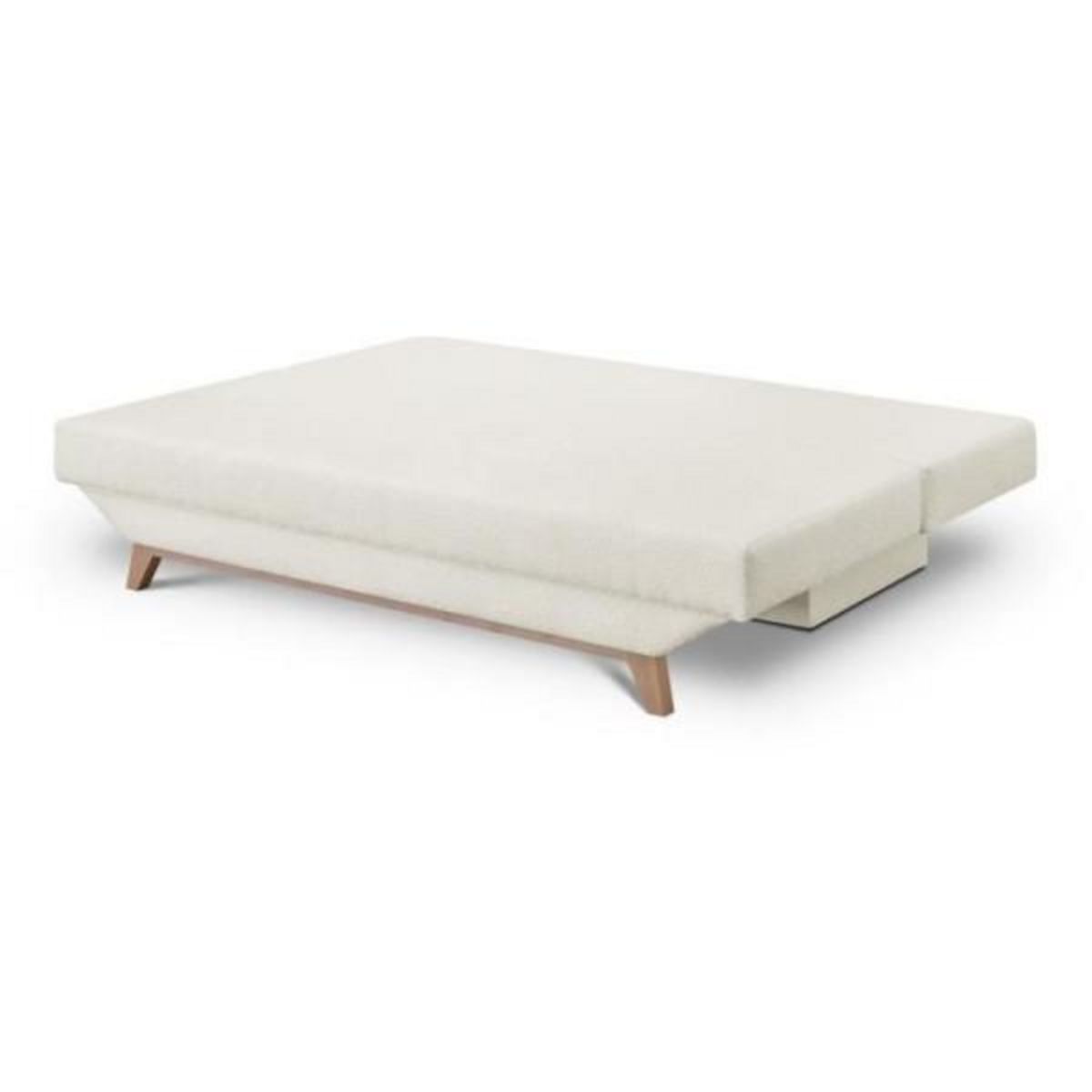 MARKET24 Banquette convertible 3 places TEIJO - Tissu bouclette beige - Coffre de rangement - L187 x P91x H82 cm