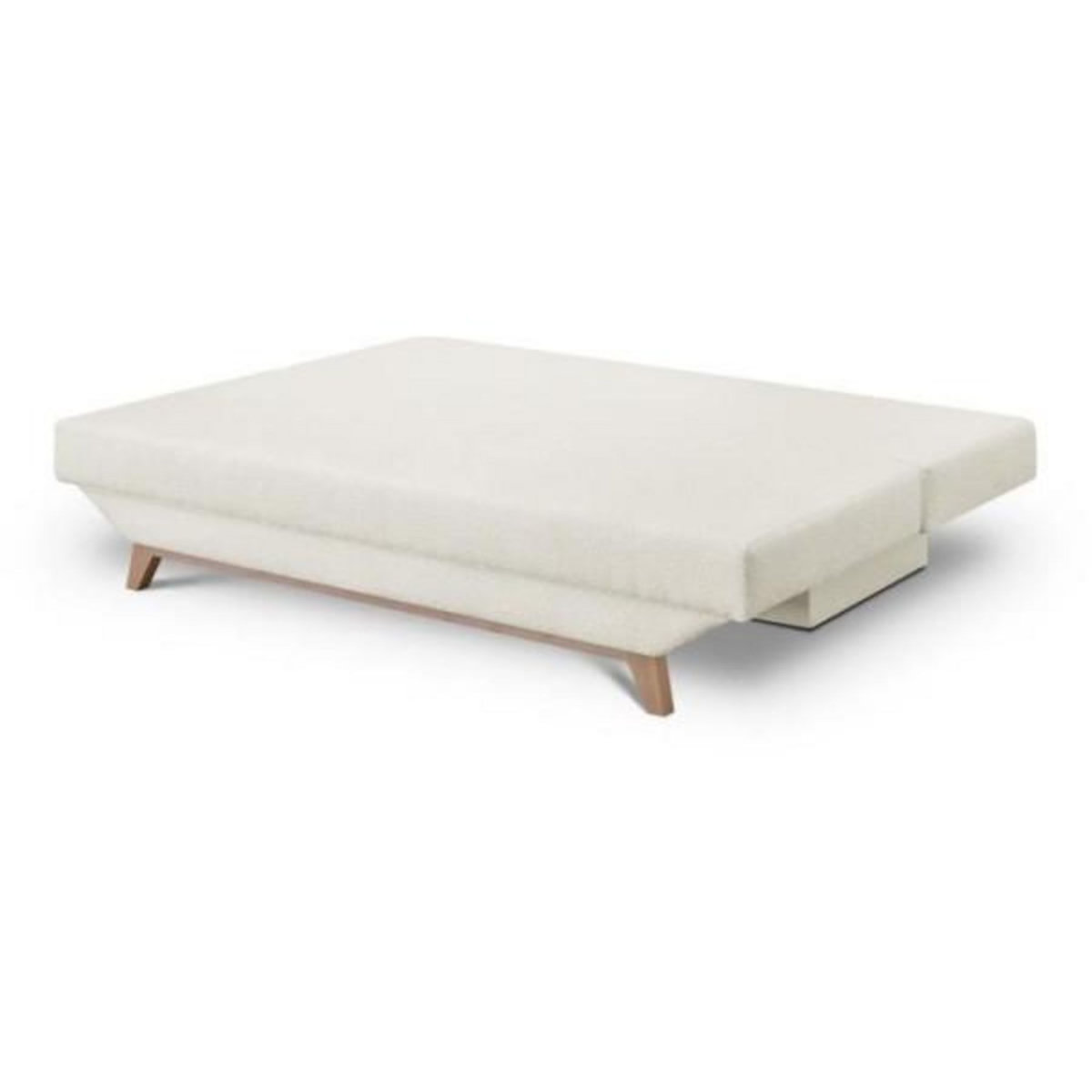 MARKET24 Banquette convertible 3 places TEIJO - Tissu bouclette beige - Coffre de rangement - L187 x P91x H82 cm