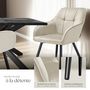 Voir la diapositive 4 : tectake Chaise de salle à manger rembourrée et en velours matelassé crème/noir Lot de 6