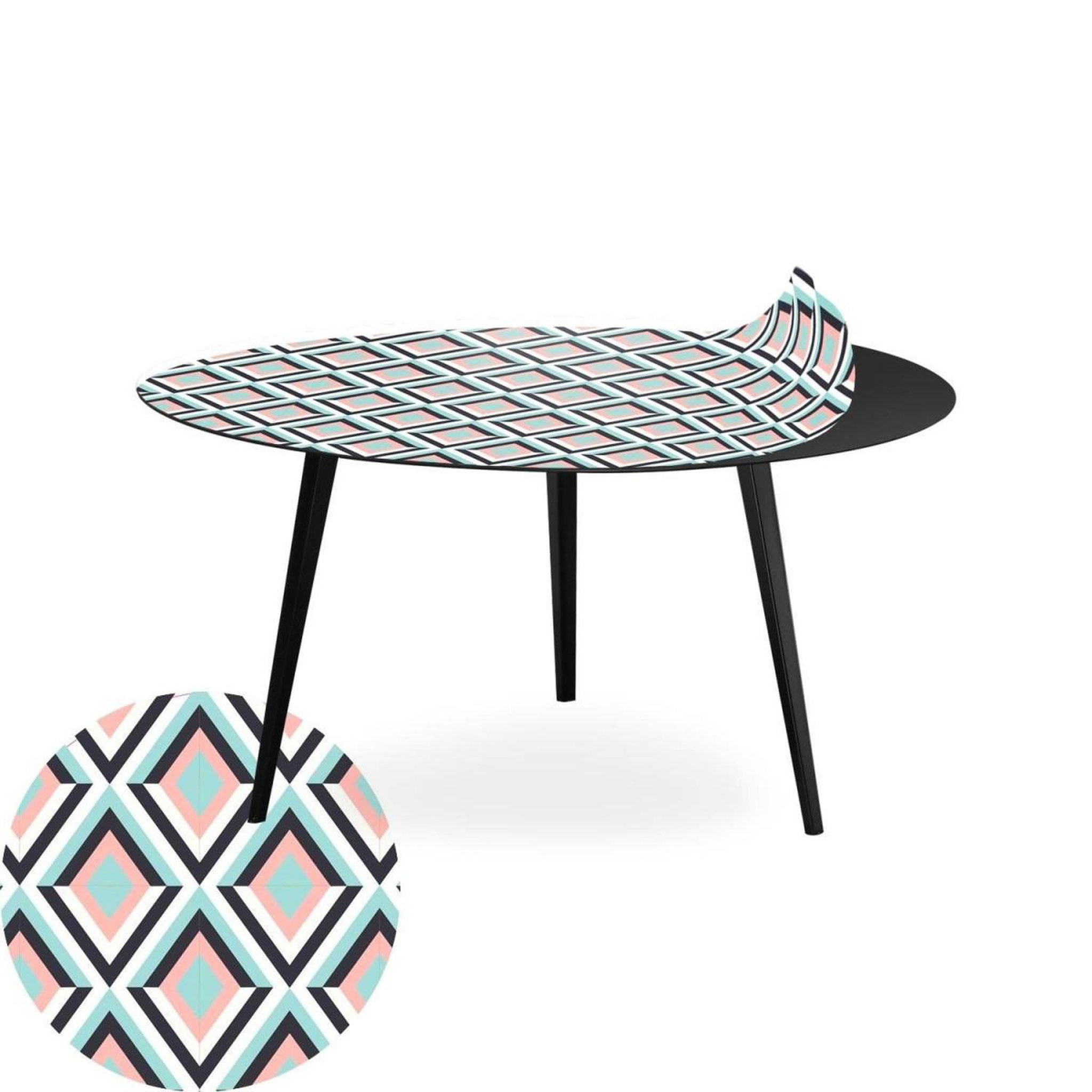 Voir la diapositive 5 : Paris Prix Table Basse 1 Cover  Losanges  90cm Noir