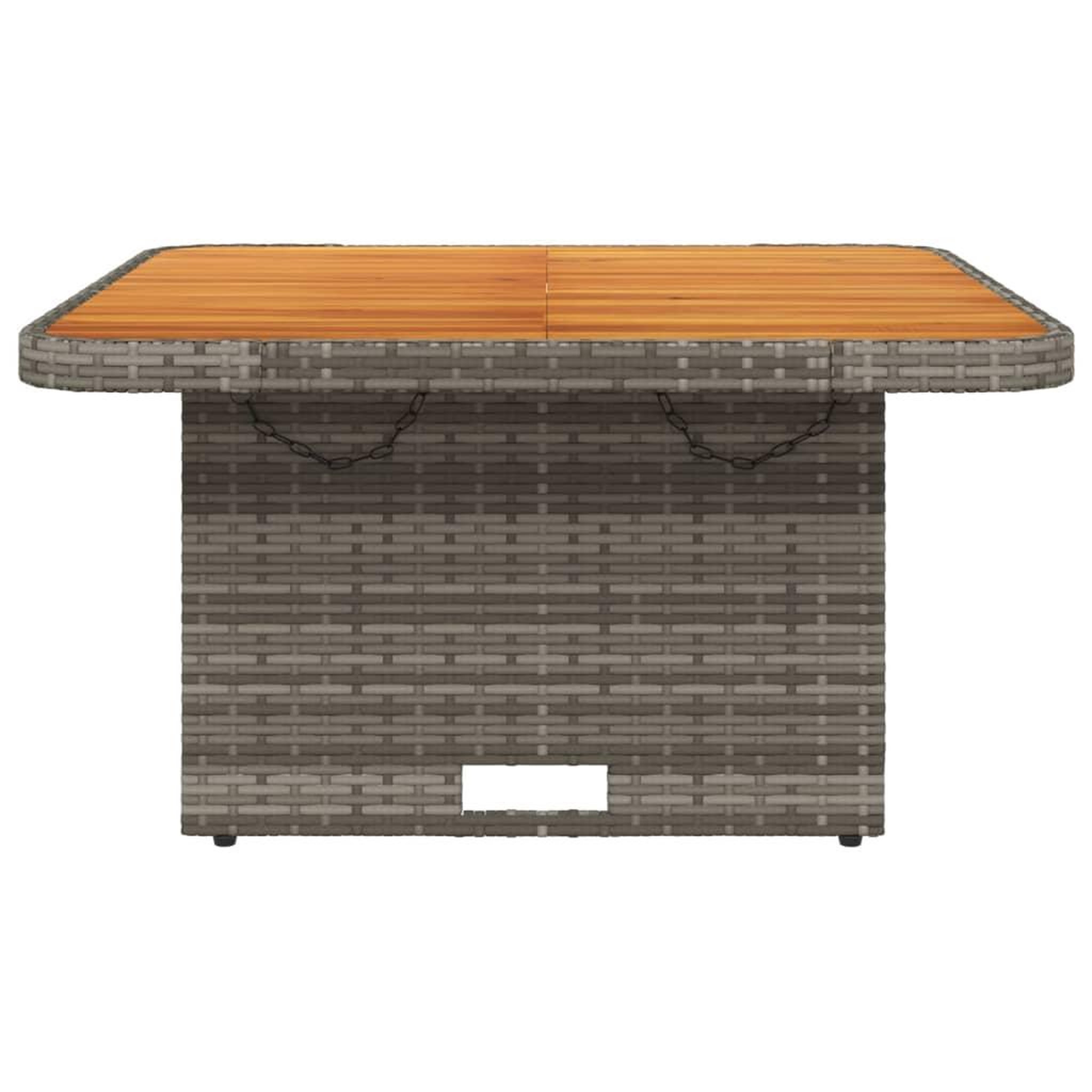 Voir la diapositive 5 : VIDAXL Table de jardin gris 80x80x71 cm resine tressee et bois acacia