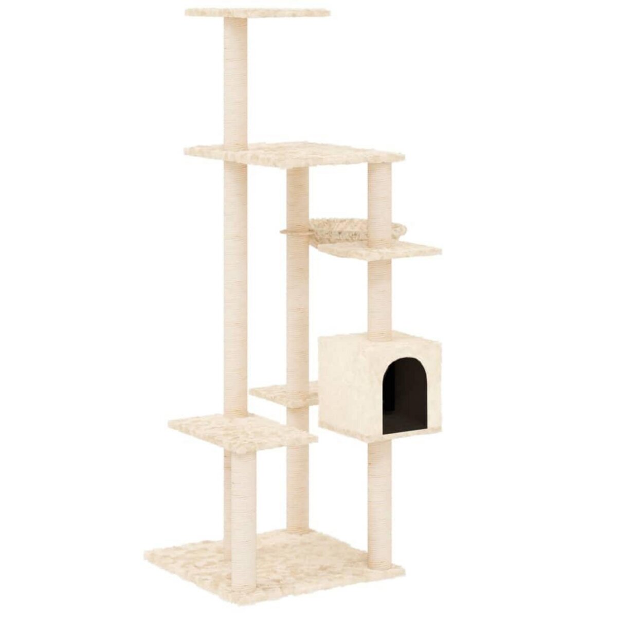 VIDAXL Arbre a chat avec griffoirs en sisal Creme 142 cm