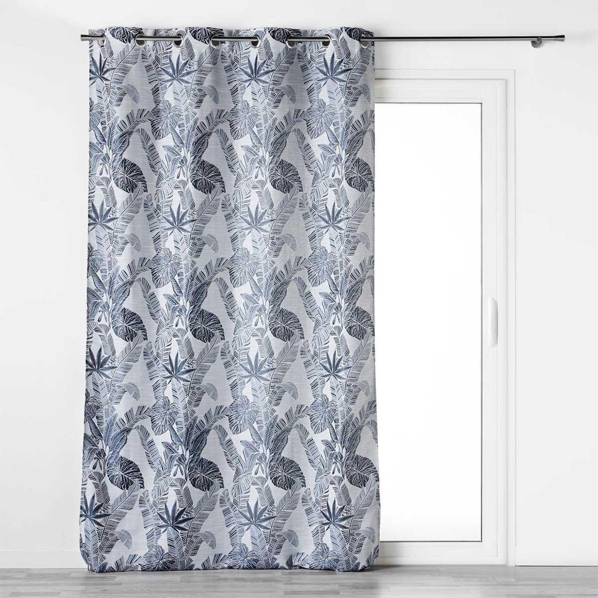 Douceur d'Intérieur Rideau à œillets imprimé  faggy  140x260cm bleu
