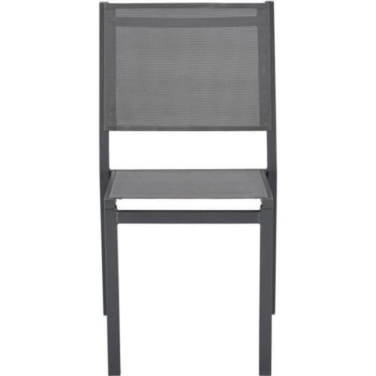 MARKET24 Ensemble table de jardin 6 personnes : Table + 6 chaises - Structure en aluminium - L180 x P 90 x H 72 cm - Gris anthracite