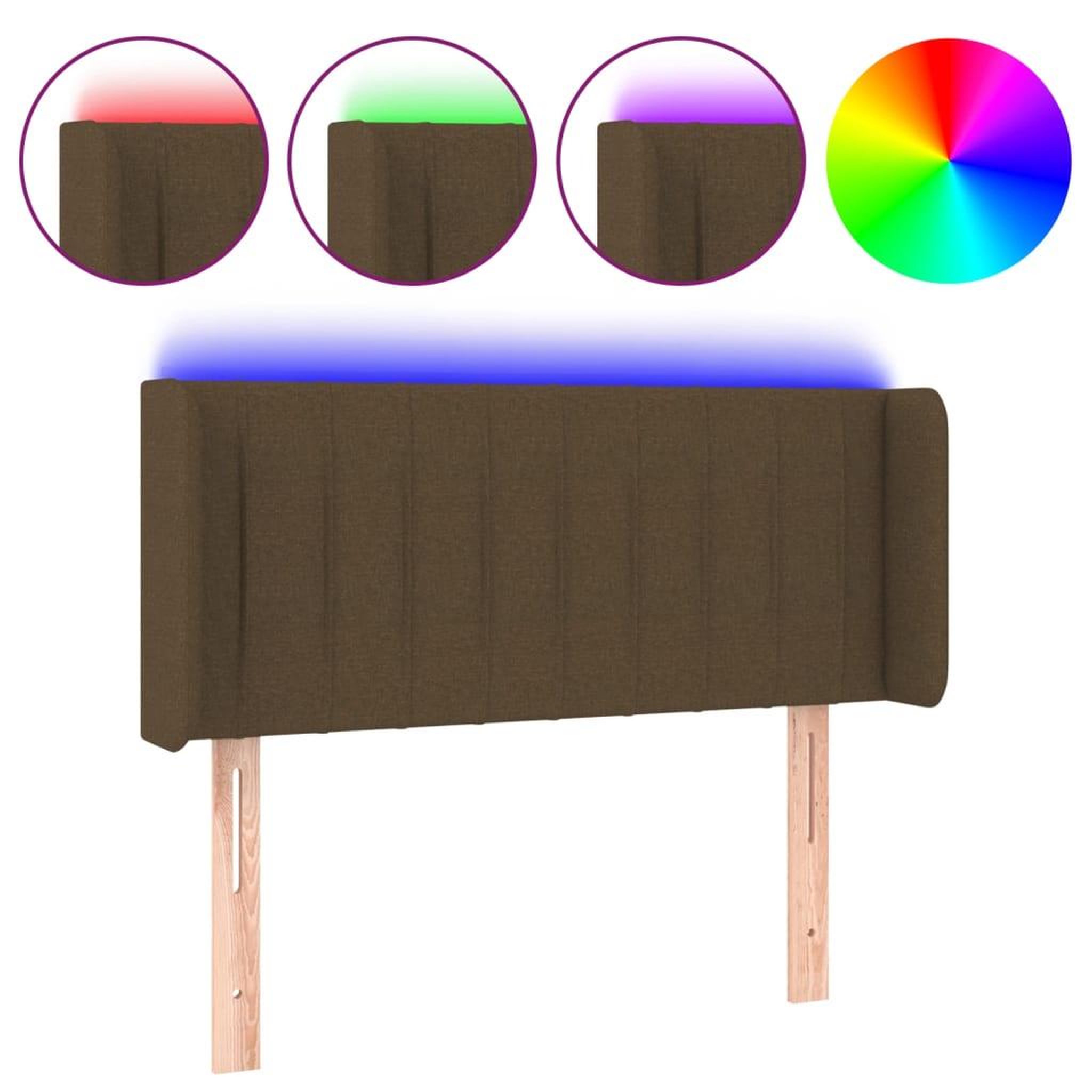 Voir la diapositive 2 : VIDAXL Tete de lit a LED Marron fonce 83x16x78/88 cm Tissu