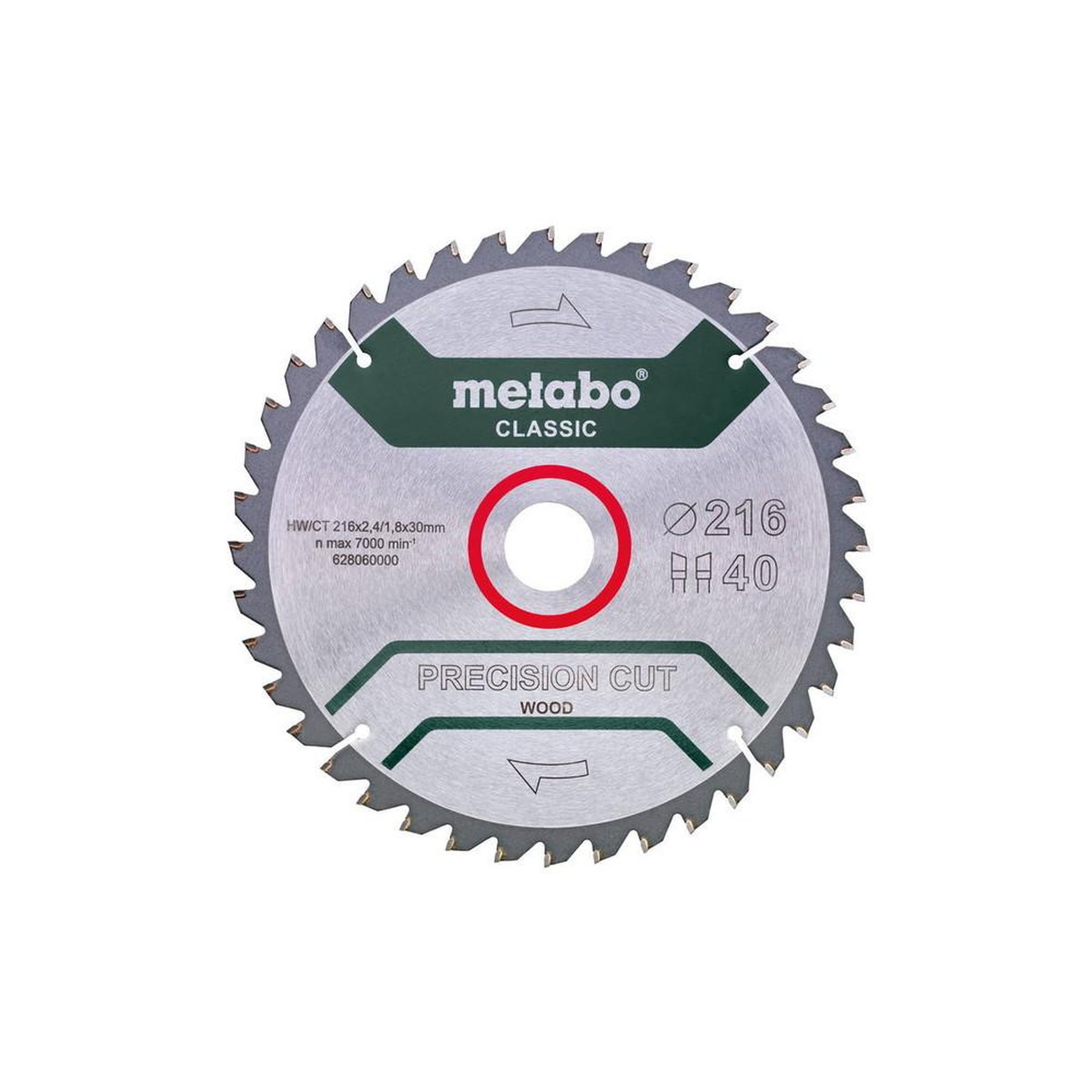METABO SAS Lame de scie circ. Classic  Precision Cut Wood  HW/CT 216x30, 40 WZ -5°