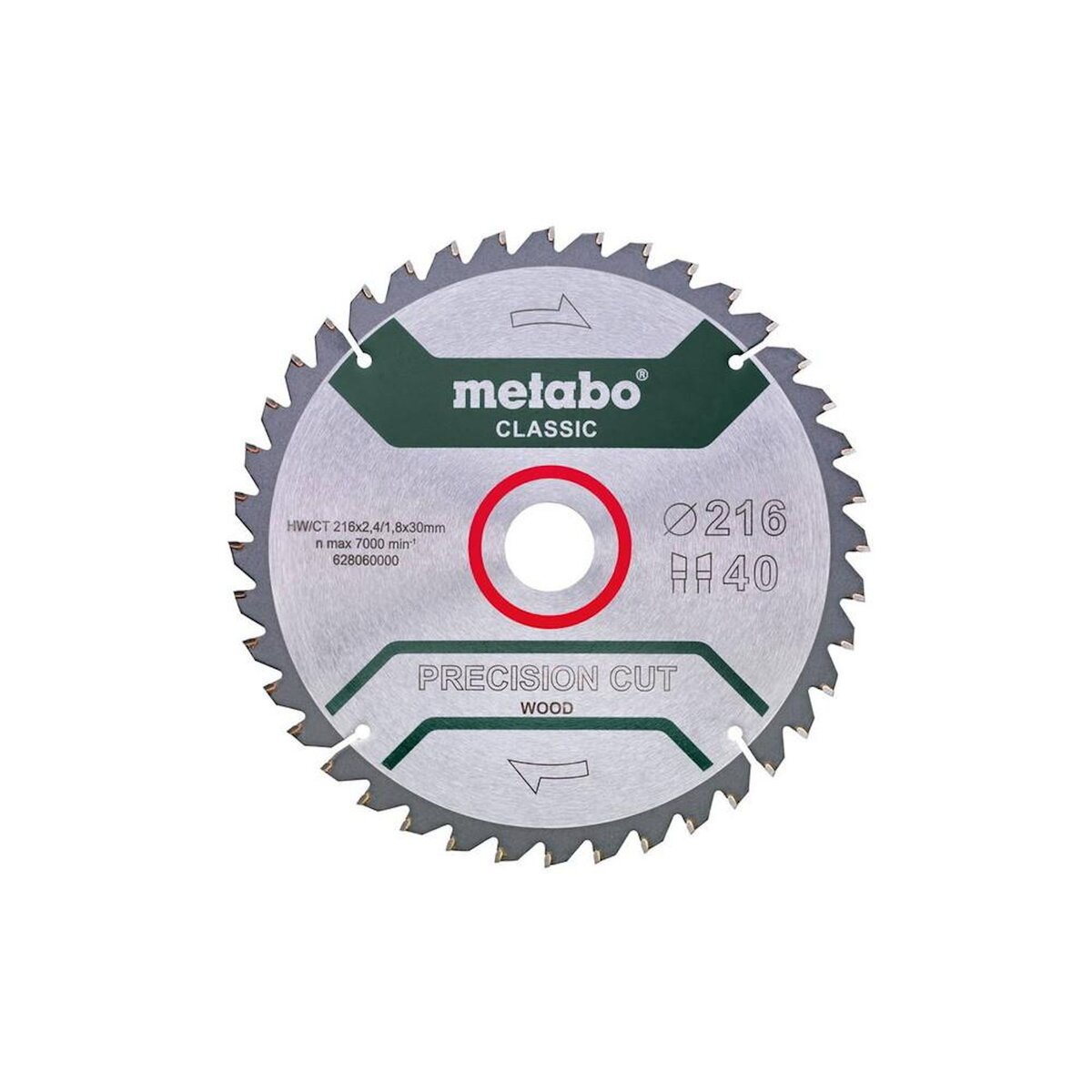 METABO SAS Lame de scie circ. Classic  Precision Cut Wood  HW/CT 216x30, 40 WZ -5°