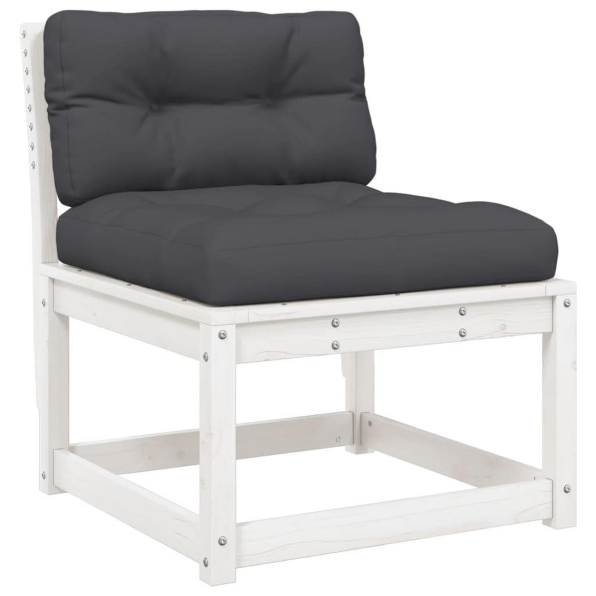 VIDAXL Salon de jardin 6 pcs avec coussins blanc bois massif de pin