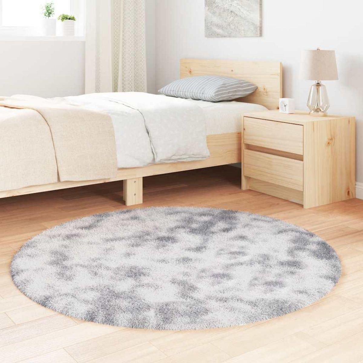 VIDAXL Tapis shaggy a poils longs NAVARRA gris clair 120x120 cm