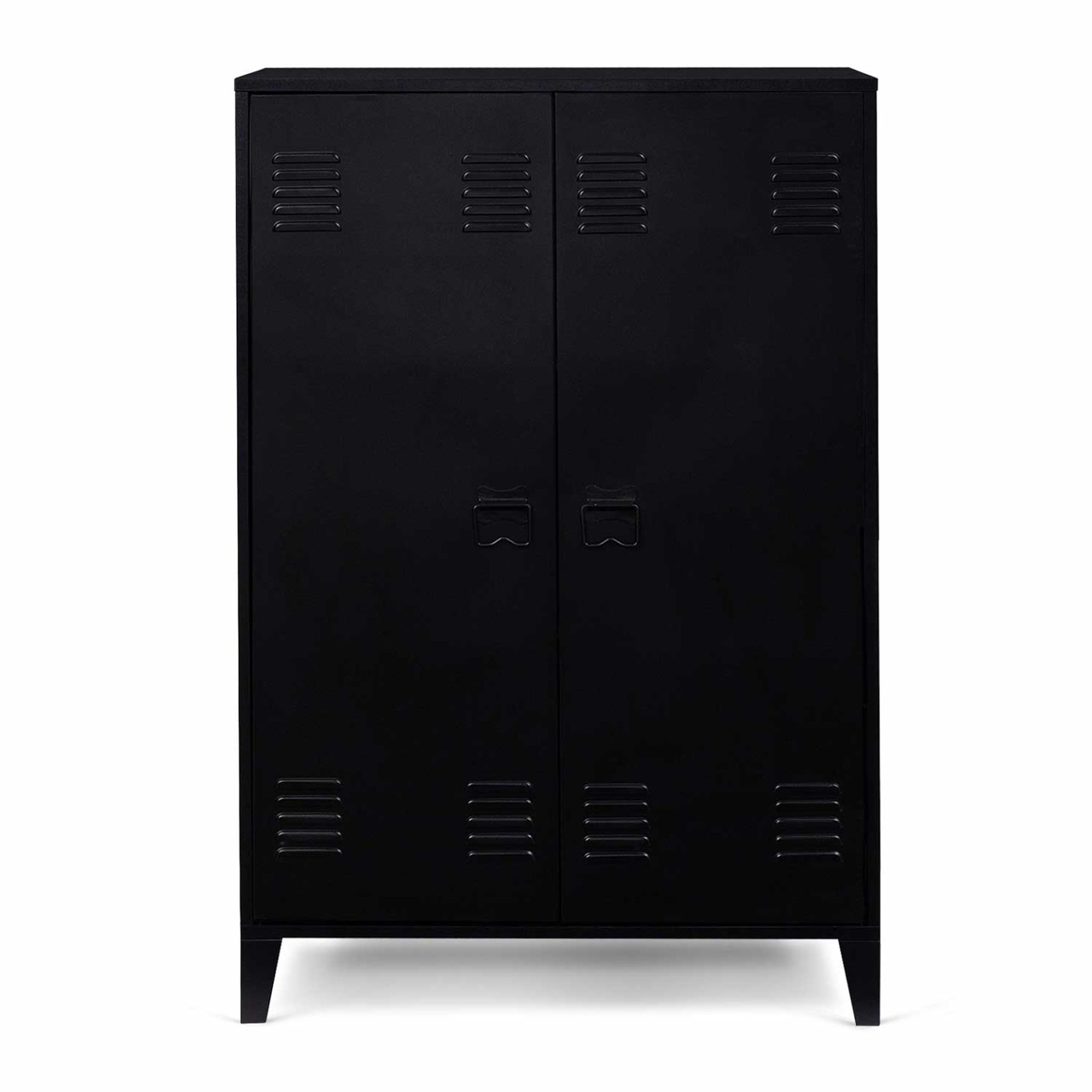 Voir la diapositive 3 : ID MARKET Armoire basse ester 2 portes métal noir design industriel