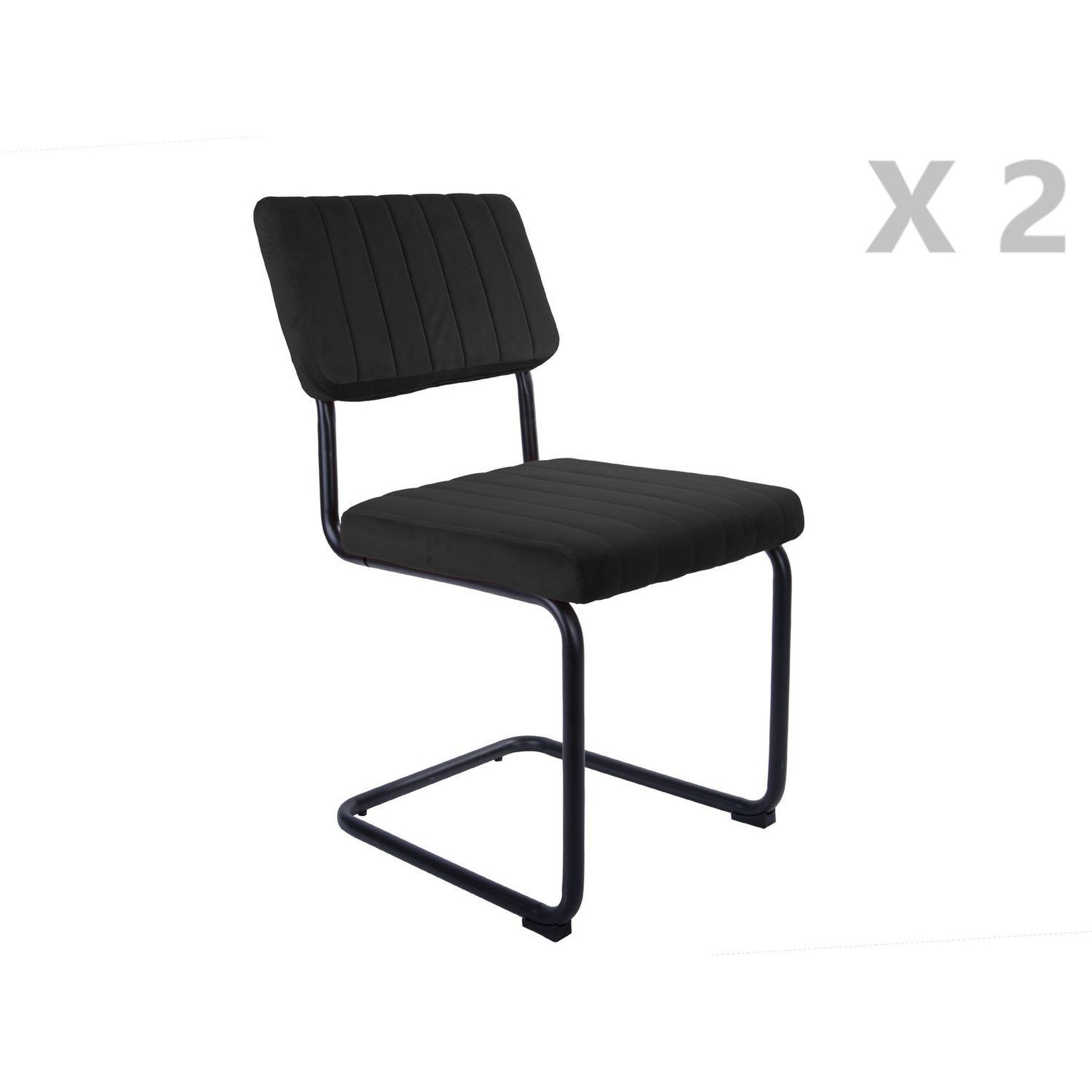 TOILINUX 2 chaises cantilevers design velours keen. Coloris disponibles : Beige, Marron