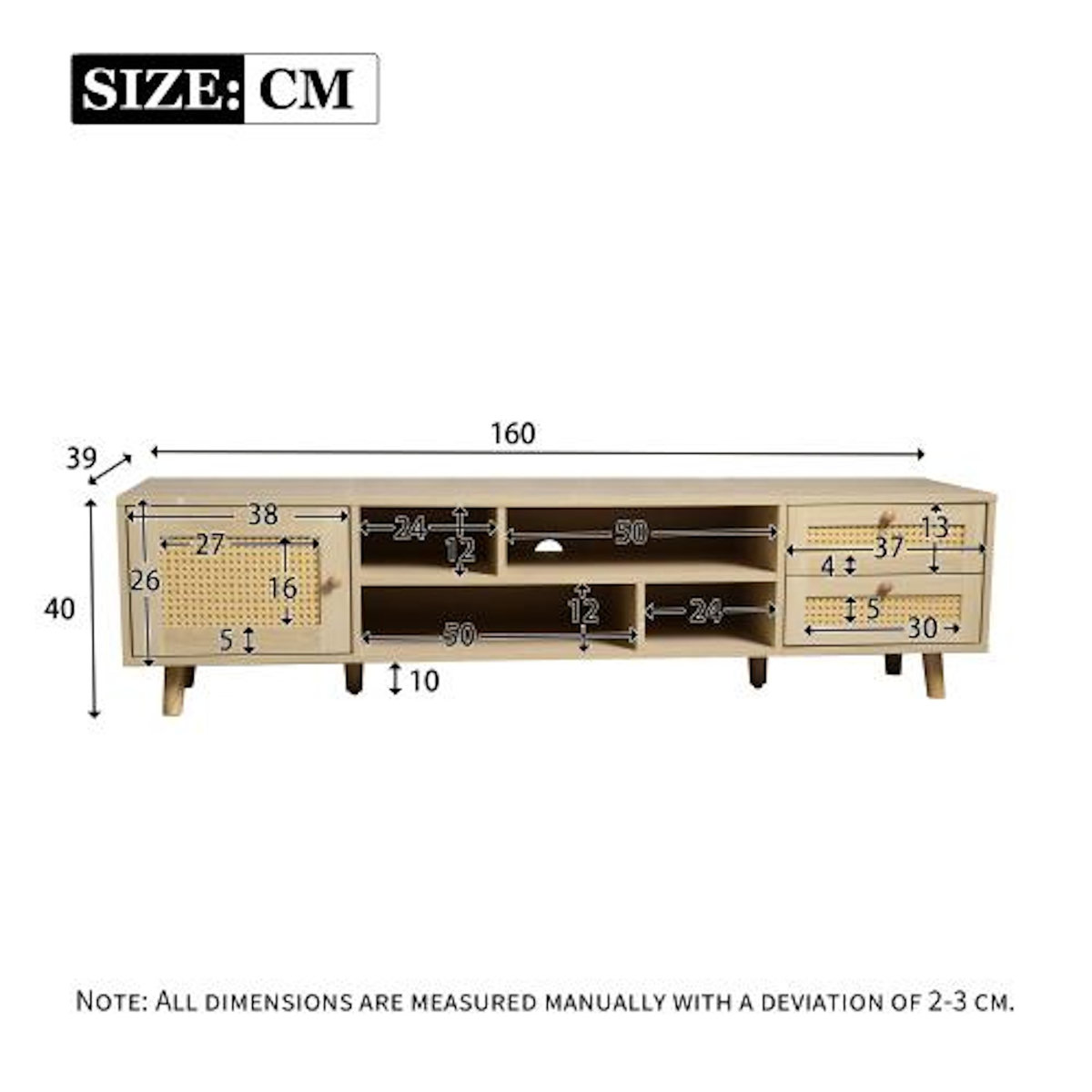 MERAX Meuble tv naturel 160 cm panneau de particules