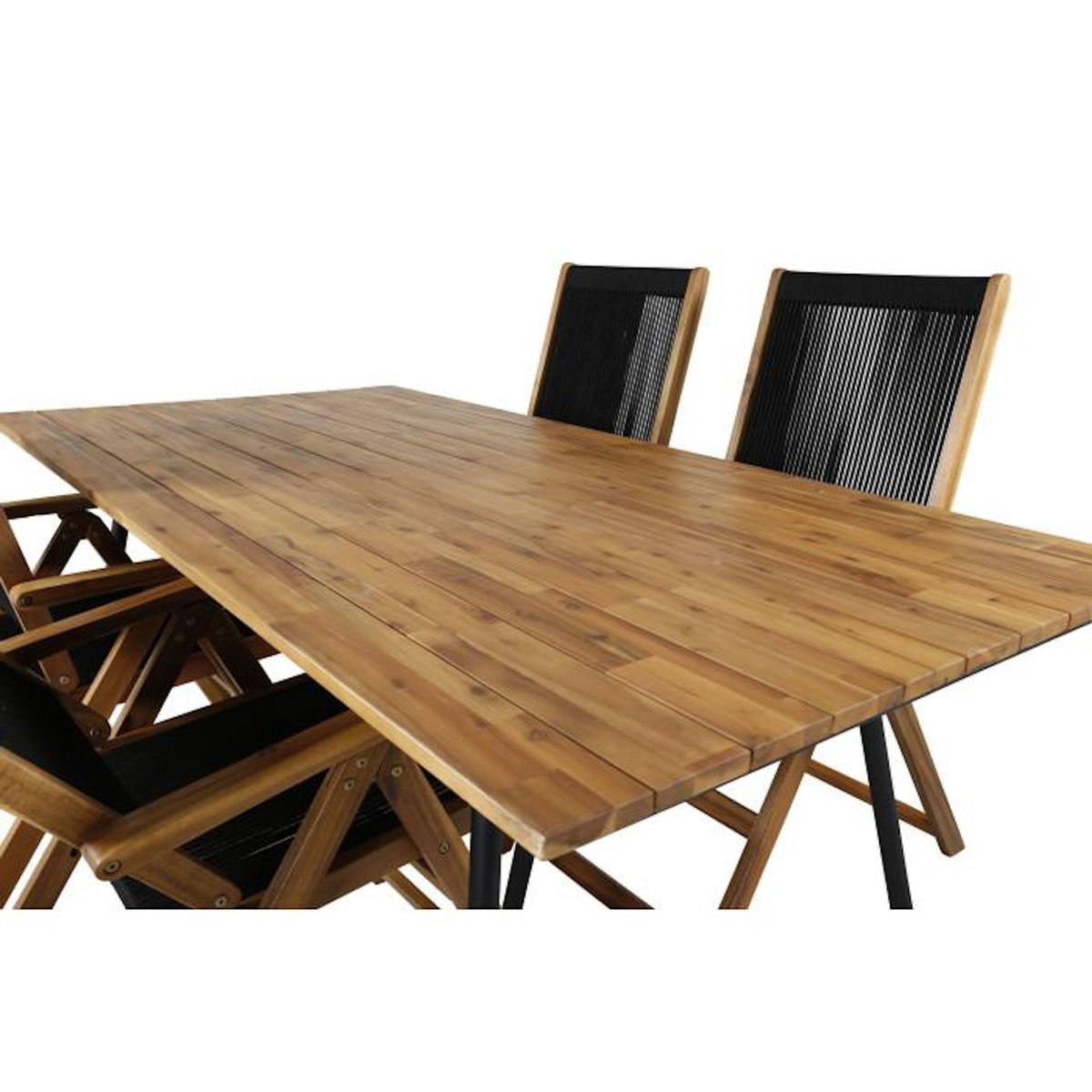 Paris Prix Ensemble Table de Jardin & 4 Chaises  Chan & Little John  200cm Naturel & Noir