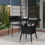 Voir la diapositive 2 : OUTSUNNY Table ronde de jardin résine tressée plateau verre trempé avec étagère noir