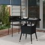 Voir la diapositive 2 : OUTSUNNY Table ronde de jardin résine tressée plateau verre trempé avec étagère noir