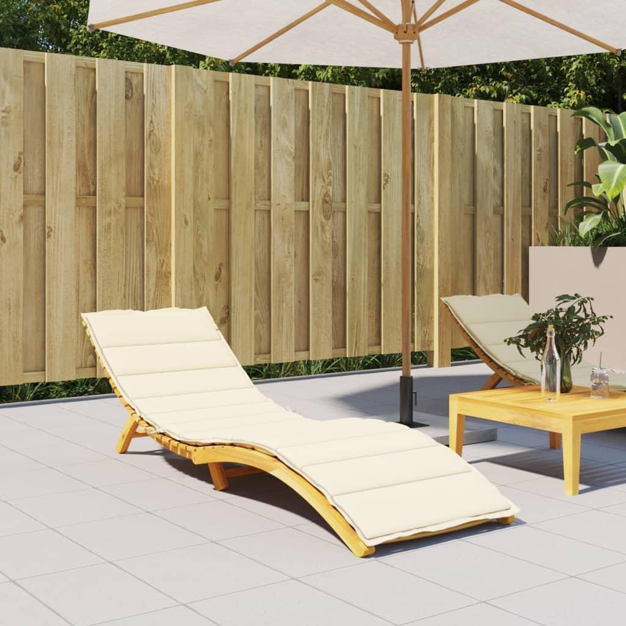 Voir la diapositive 1 : VIDAXL Coussin de chaise longue creme 200x60x3 cm tissu oxford
