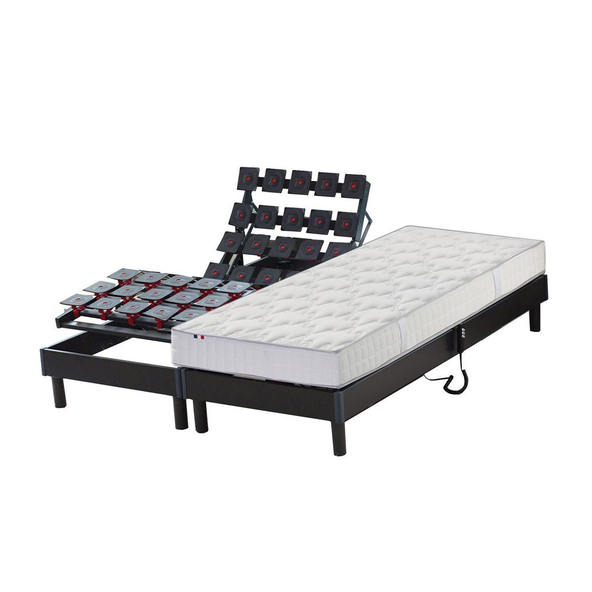 Ensemble TPR tous plots réglables + Matelas Mousse 2x90x200 cm MEMORYLUX