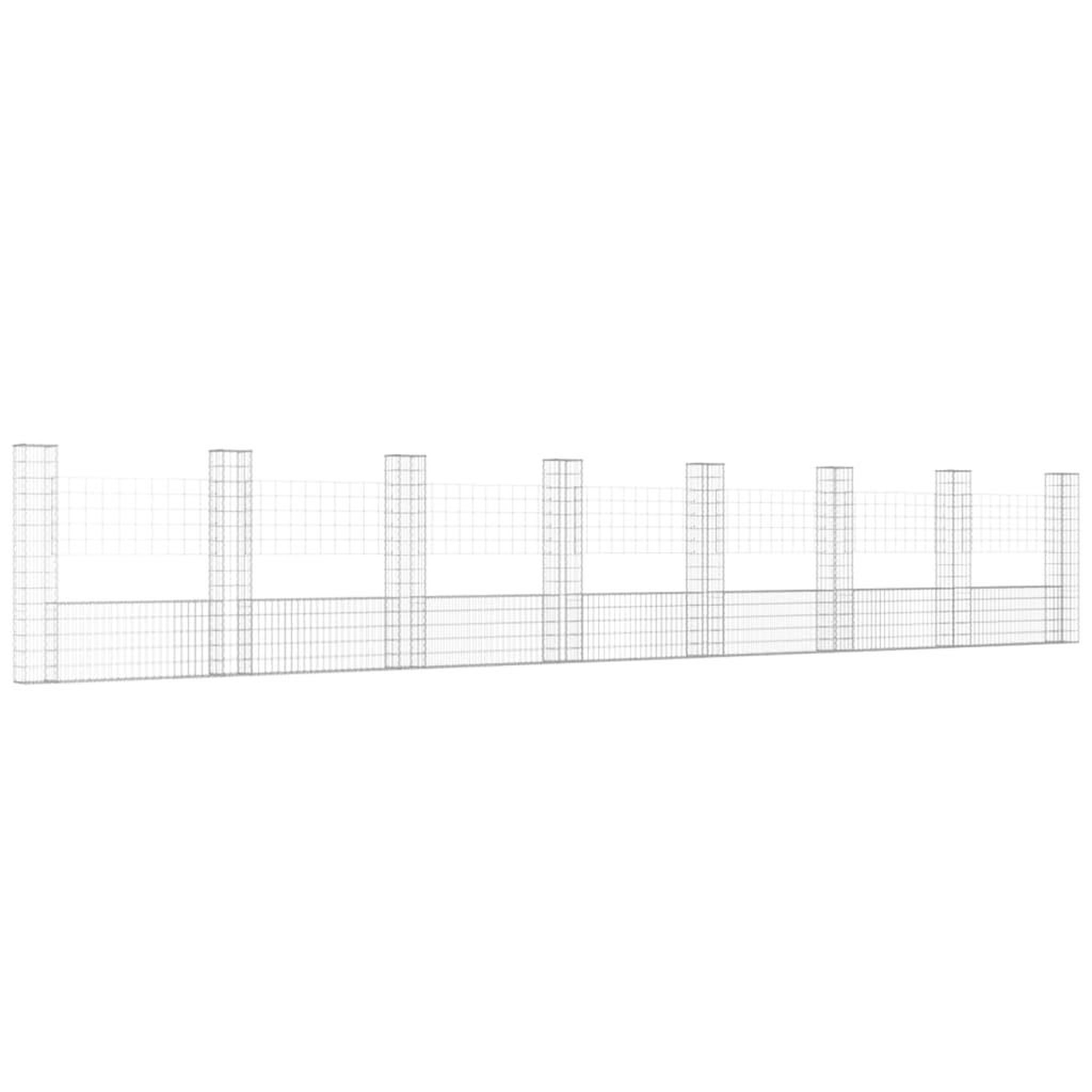 Voir la diapositive 2 : VIDAXL Panier de gabion en forme de U avec 8 poteaux Fer 860x20x150 cm