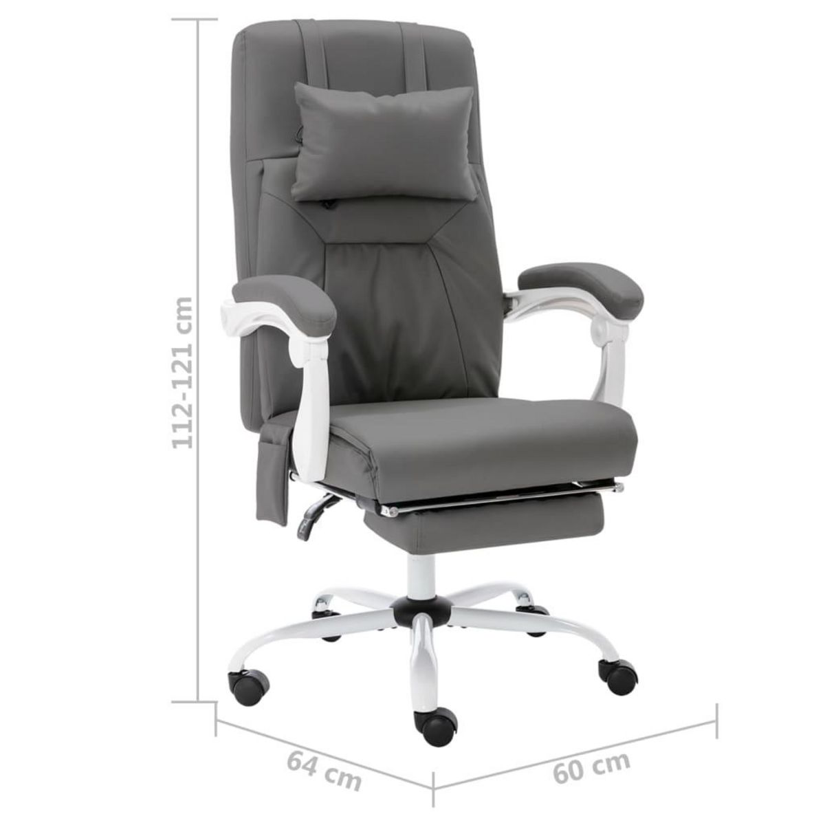 VIDAXL Chaise de bureau de massage Gris Similicuir