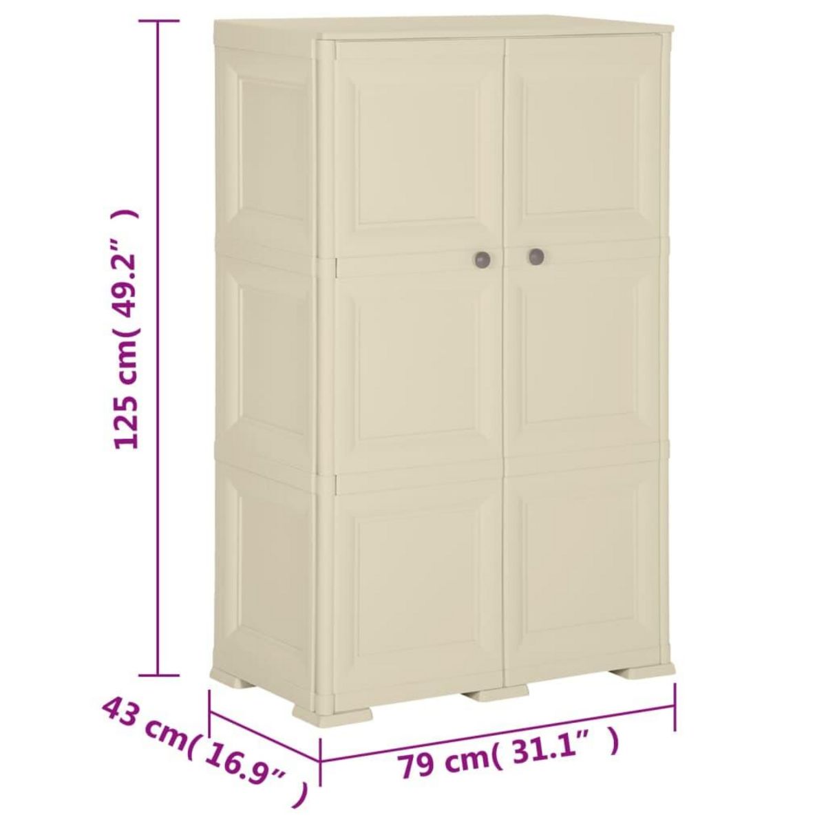 VIDAXL Armoire plastique 79x43x125 cm design de bois blanc angora
