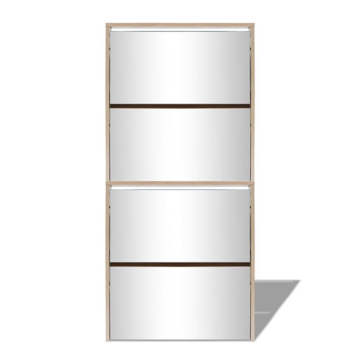 VIDAXL Meuble a chaussures 4 etageres avec miroir 63x17x134 cm Chene