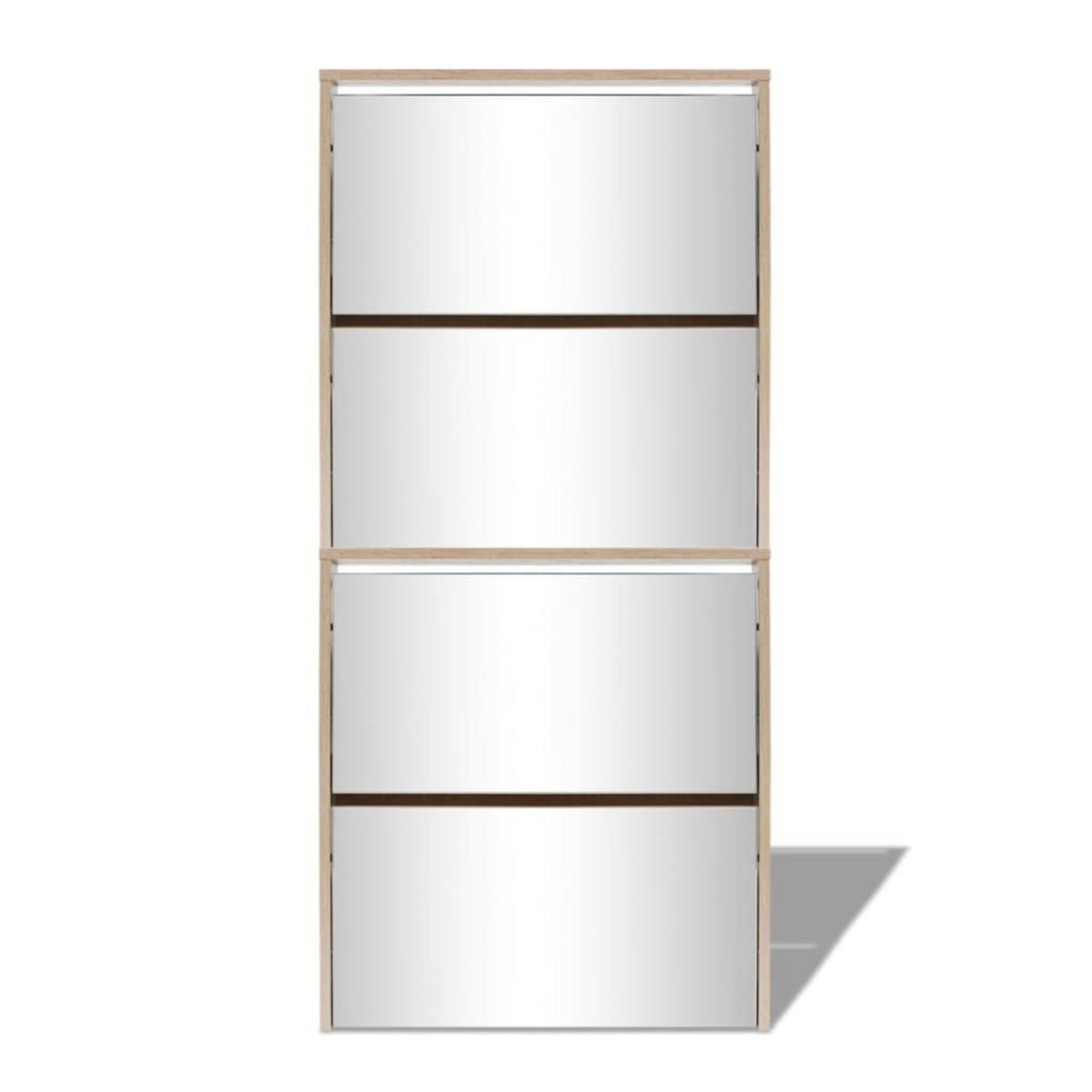 VIDAXL Meuble a chaussures 4 etageres avec miroir 63x17x134 cm Chene