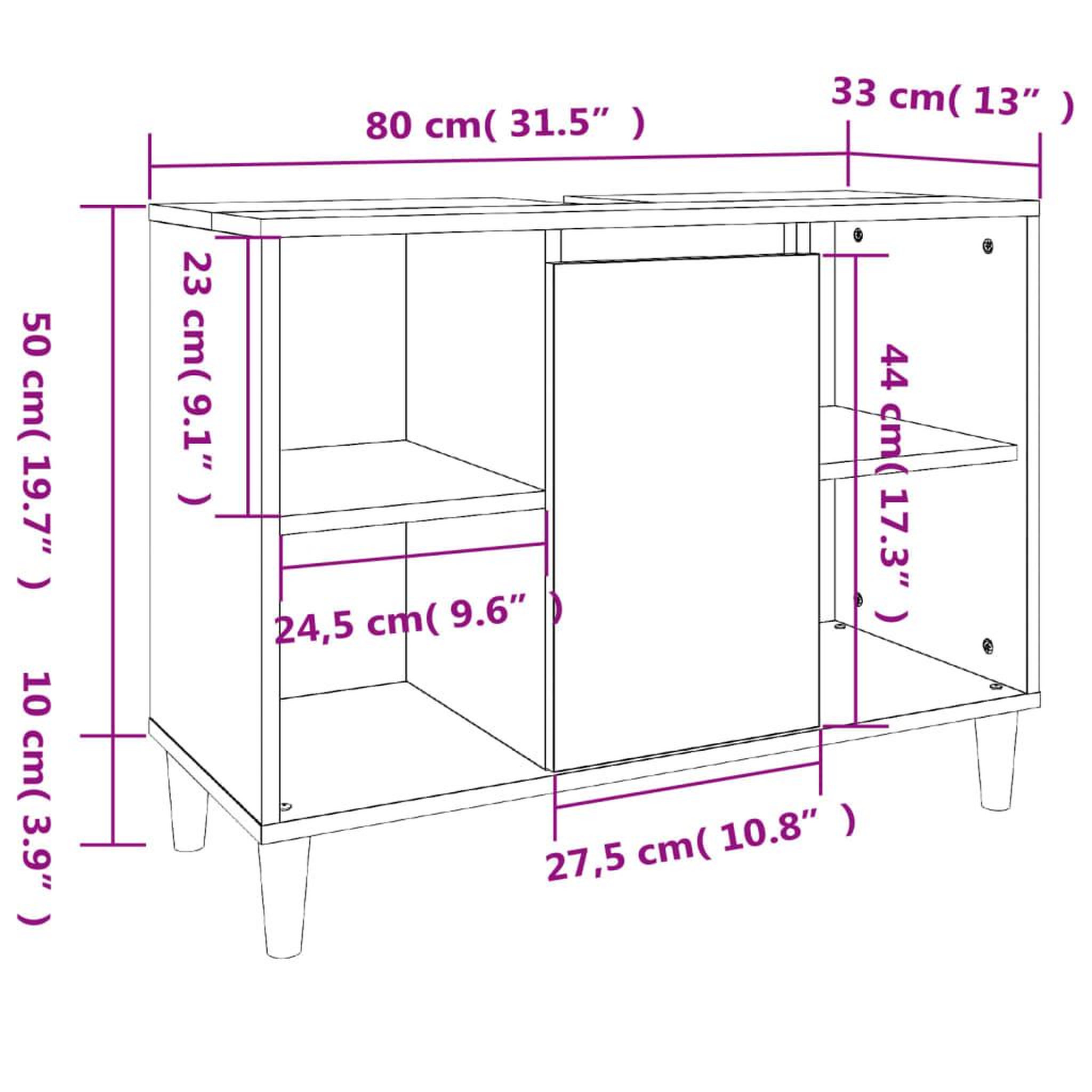 Voir la diapositive 6 : VIDAXL Meuble d'evier blanc 80x33x60 cm bois d'ingenierie