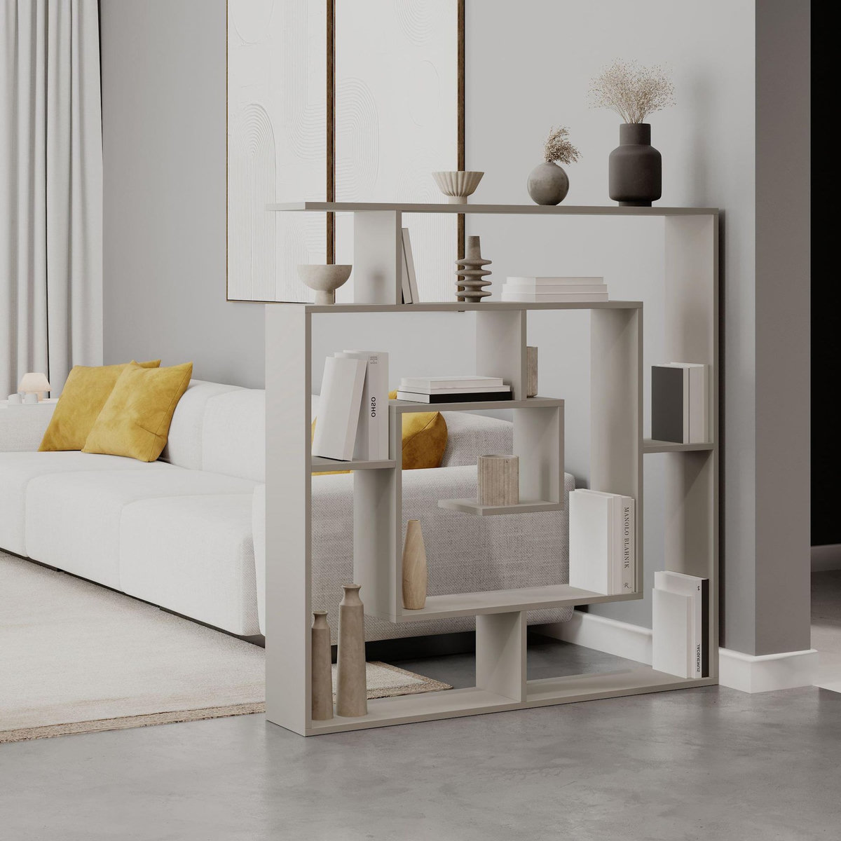 Habitat et Jardin Bibliothèque en bois  Labirent  - 125 x 22 x 129 cm - Grès