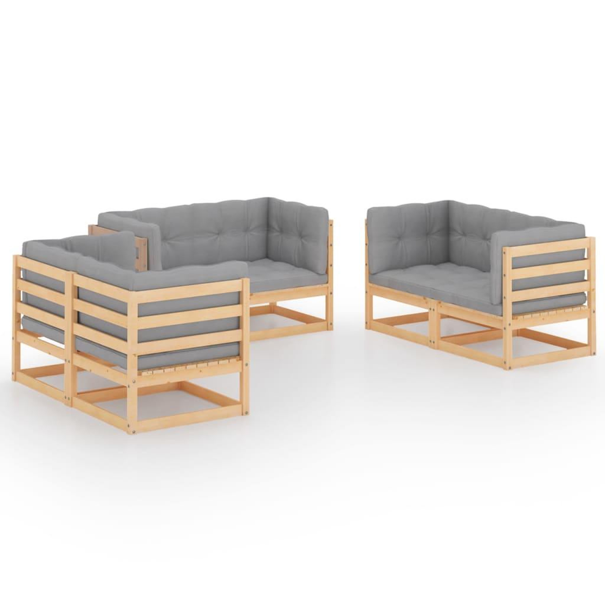 Voir la diapositive 2 : VIDAXL Salon de jardin 6 pcs avec coussins Bois de pin massif
