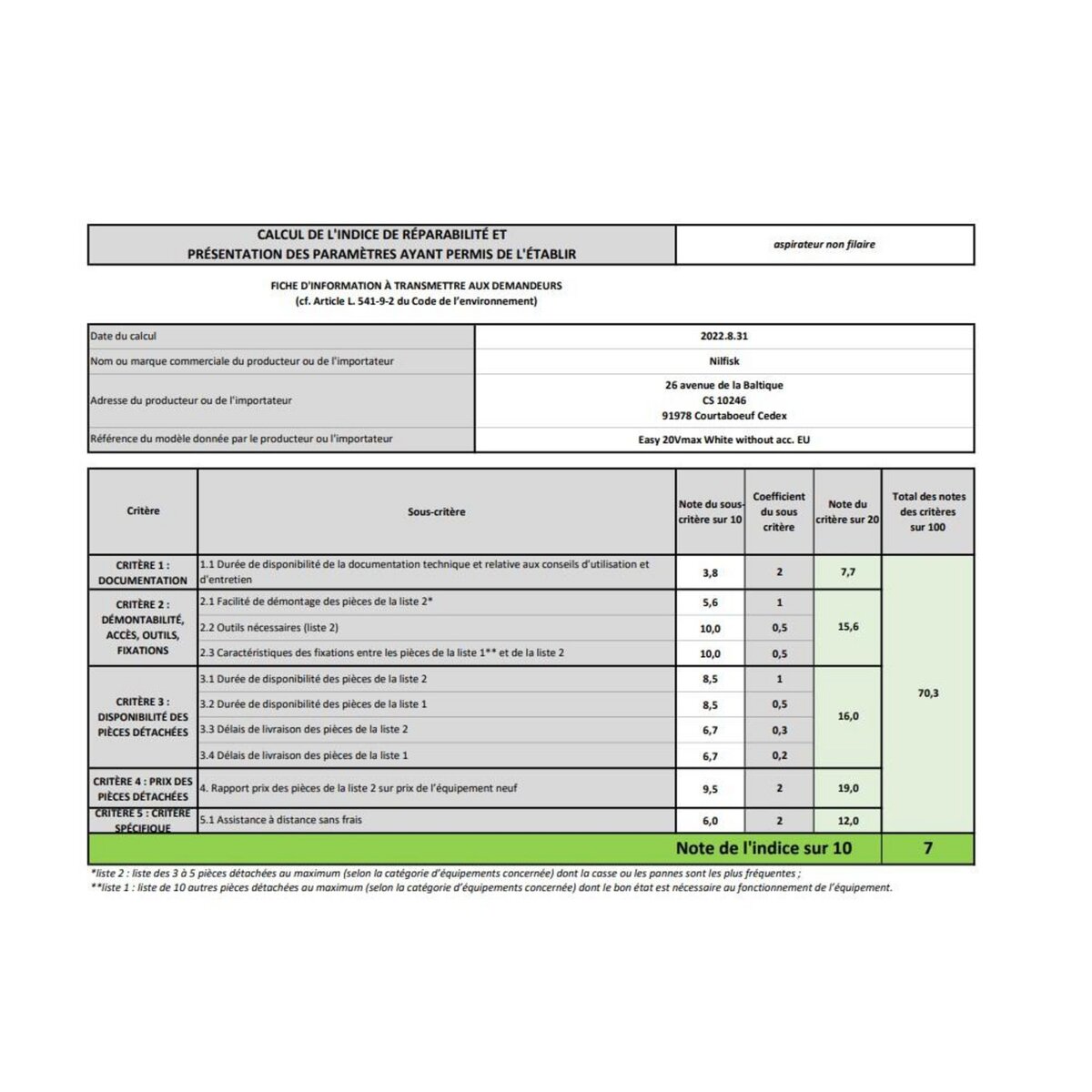 Nilfisk Aspirateur balai 2en1 rechargeable 20v blanc - 128390005
