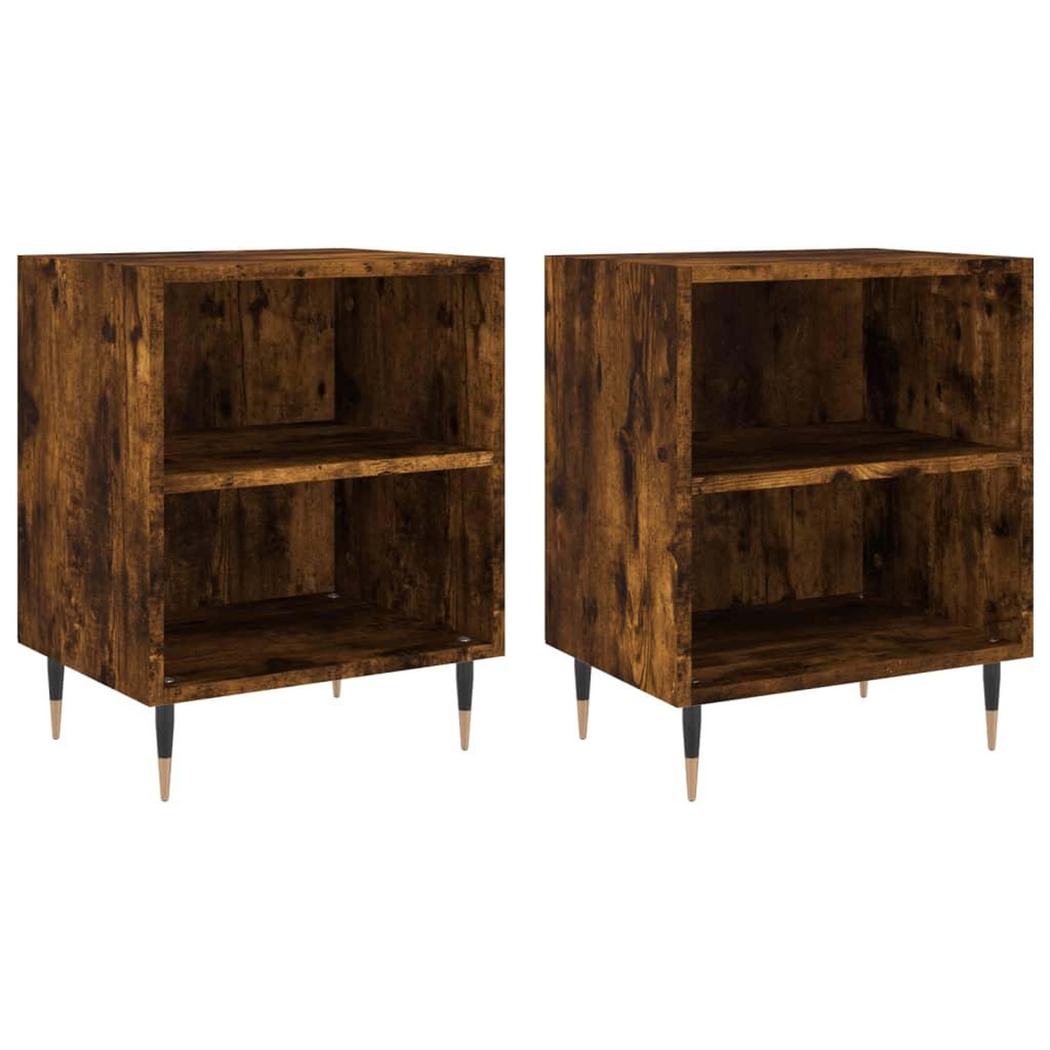 Voir la diapositive 2 : VIDAXL Tables de chevet 2 pcs chene fume 40x30x50 cm bois d'ingenierie