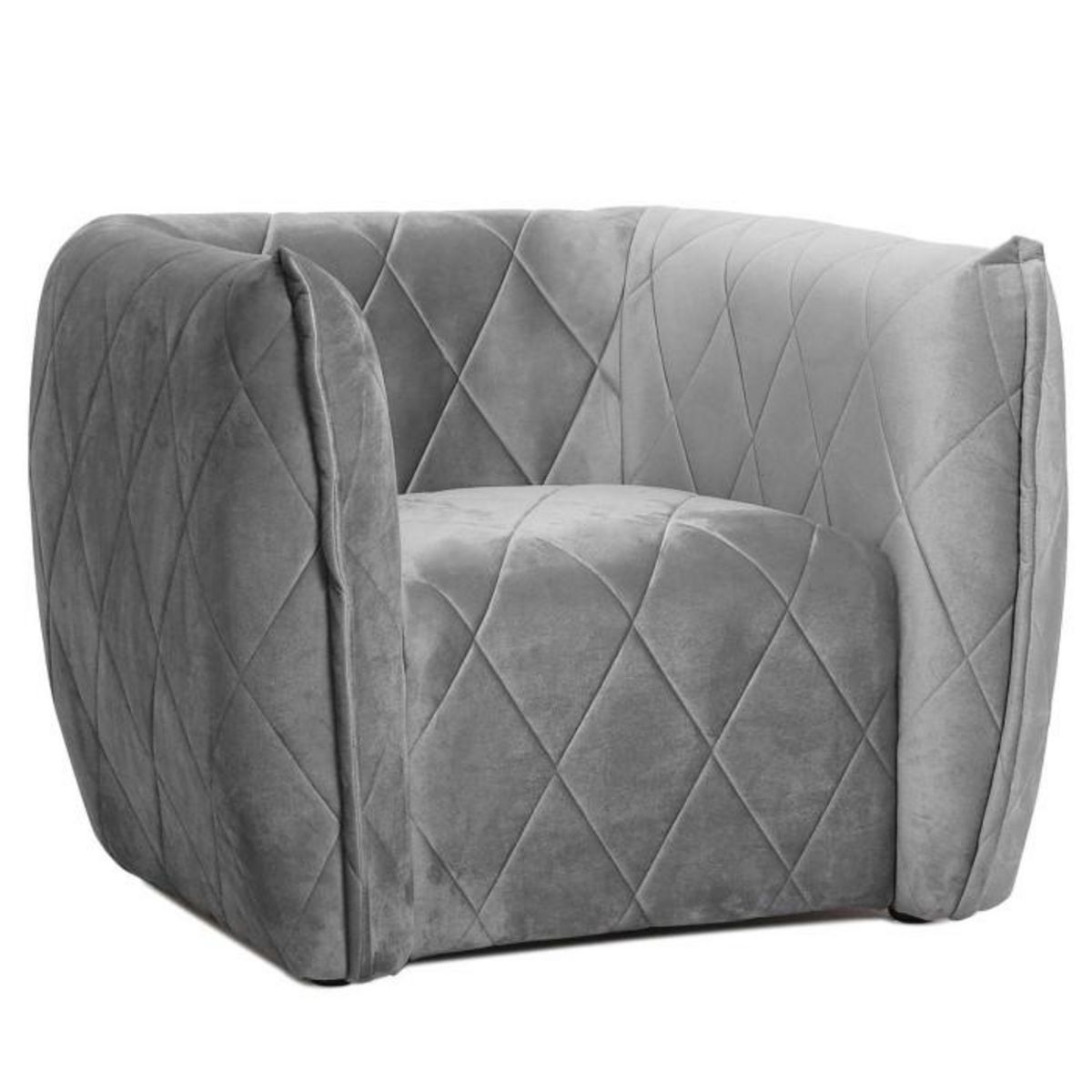 Paris Prix Fauteuil Matelassé en Velours  Darryl  90cm Gris