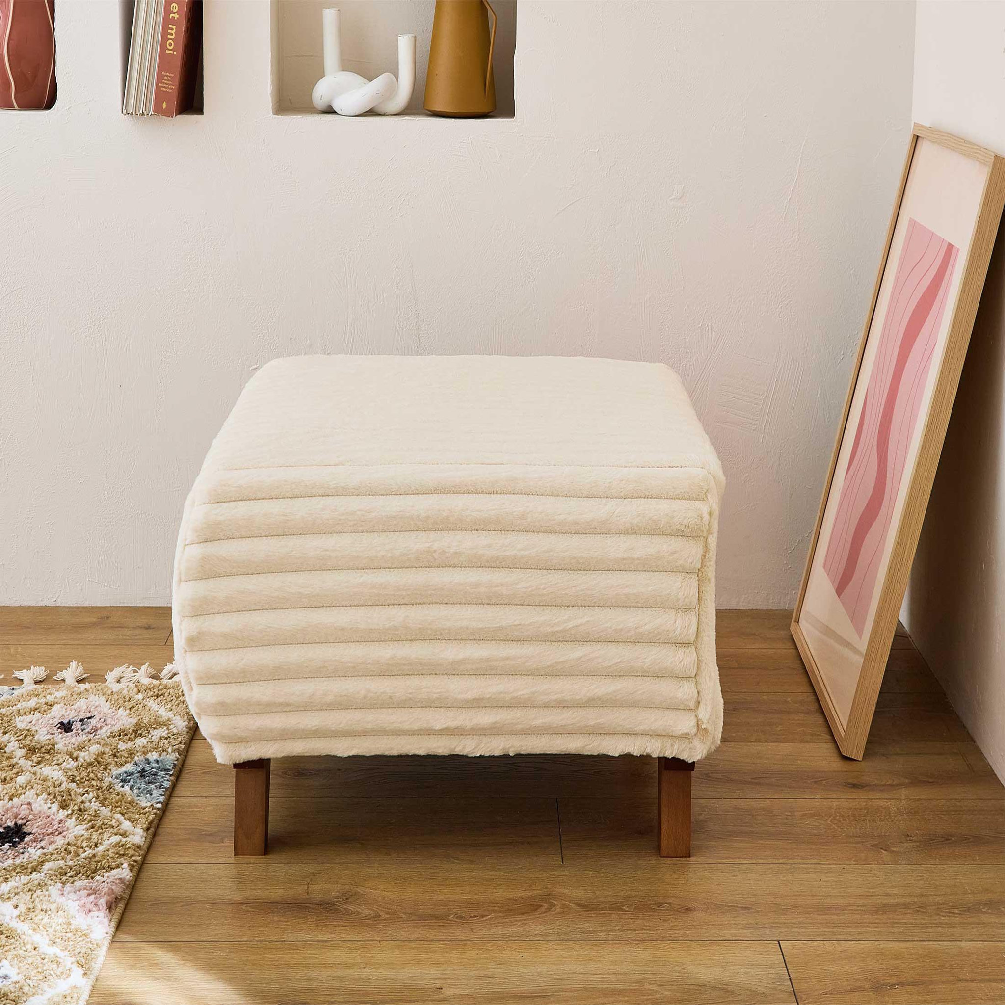 Voir la diapositive 2 : BEST MOBILIER Cristal - pouf modulable - 65 cm - en fausse fourrure côtelée
